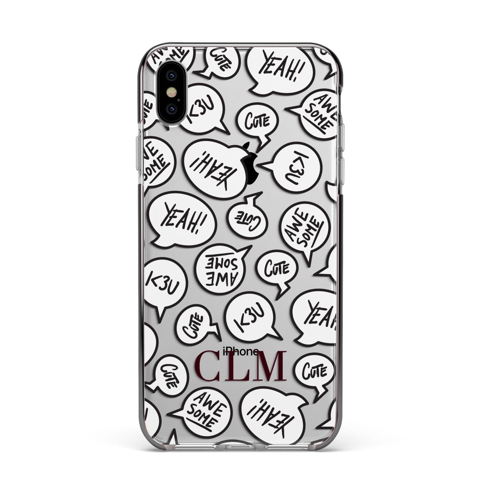 Personalised Sayings With Initials Apple iPhone Xs Max Impact Case Black Edge on Silver Phone