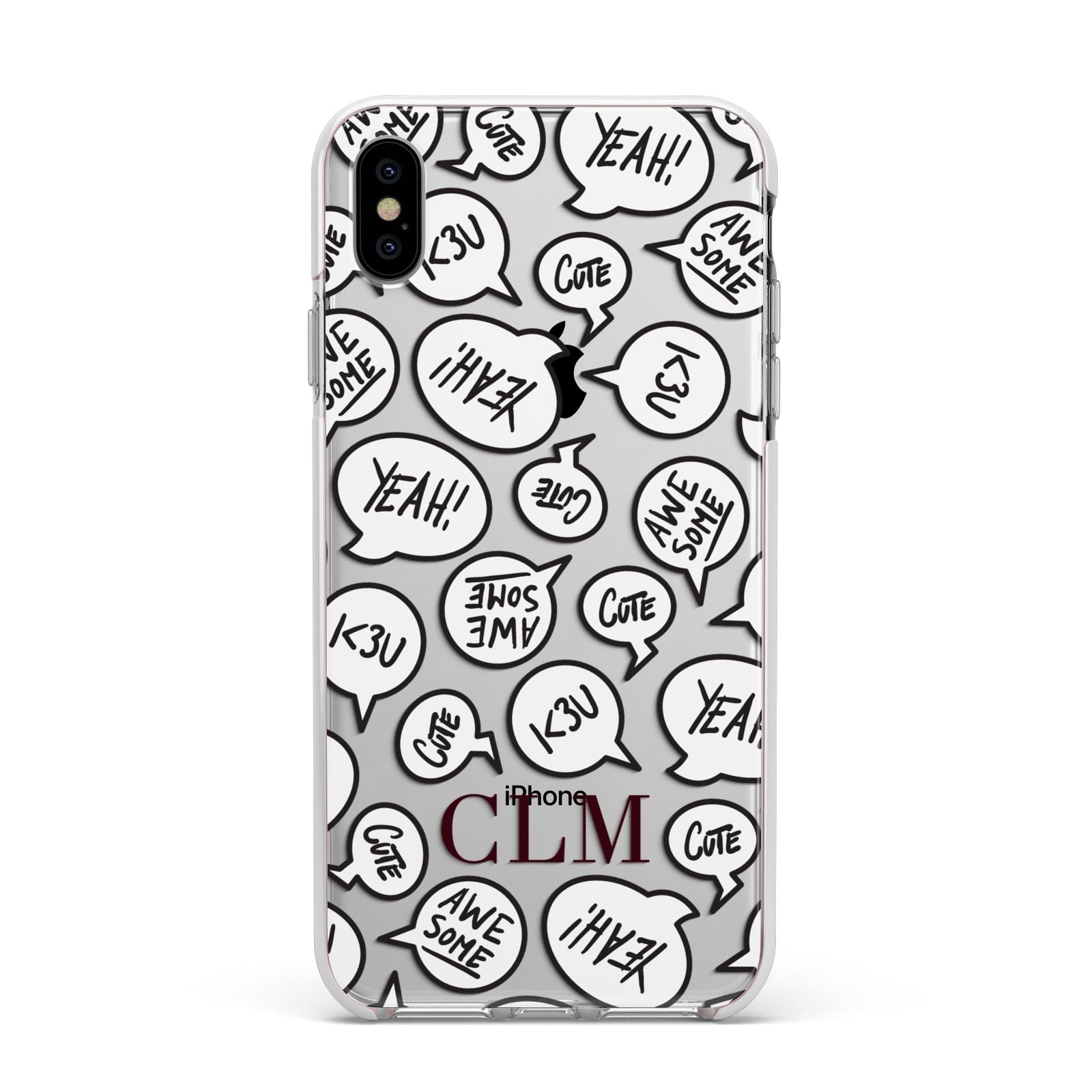 Personalised Sayings With Initials Apple iPhone Xs Max Impact Case White Edge on Silver Phone