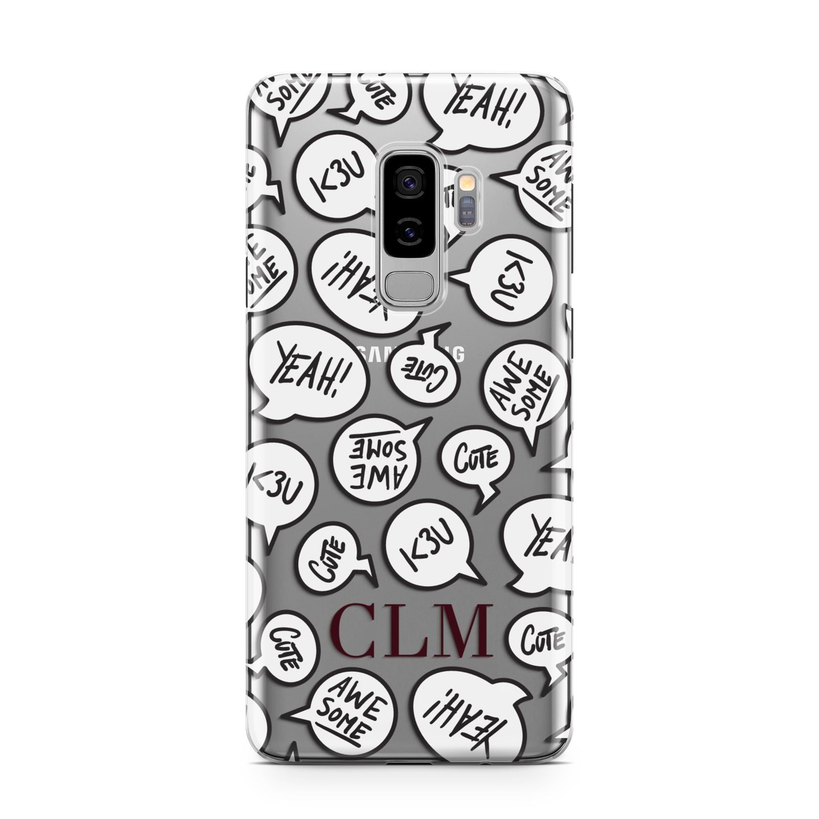 Personalised Sayings With Initials Samsung Galaxy S9 Plus Case on Silver phone