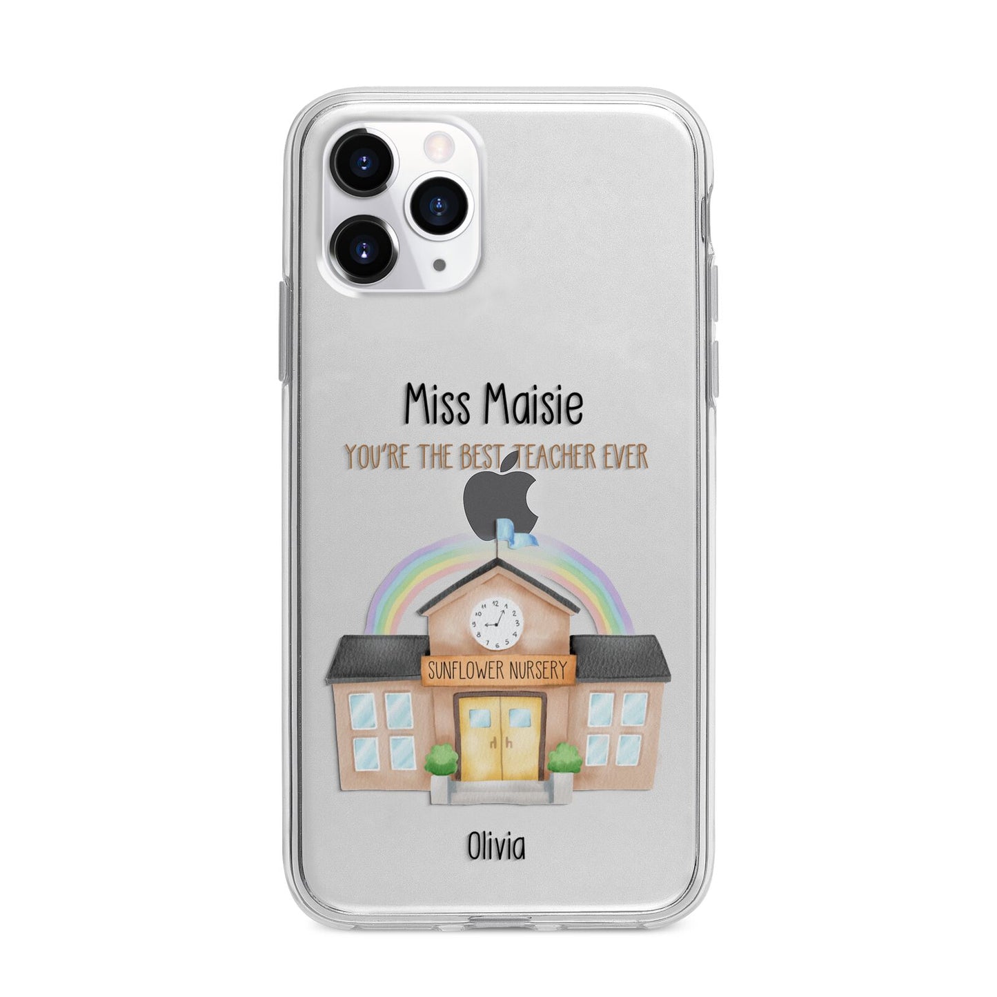 Personalised School Teacher Apple iPhone 11 Pro Max in Silver with Bumper Case