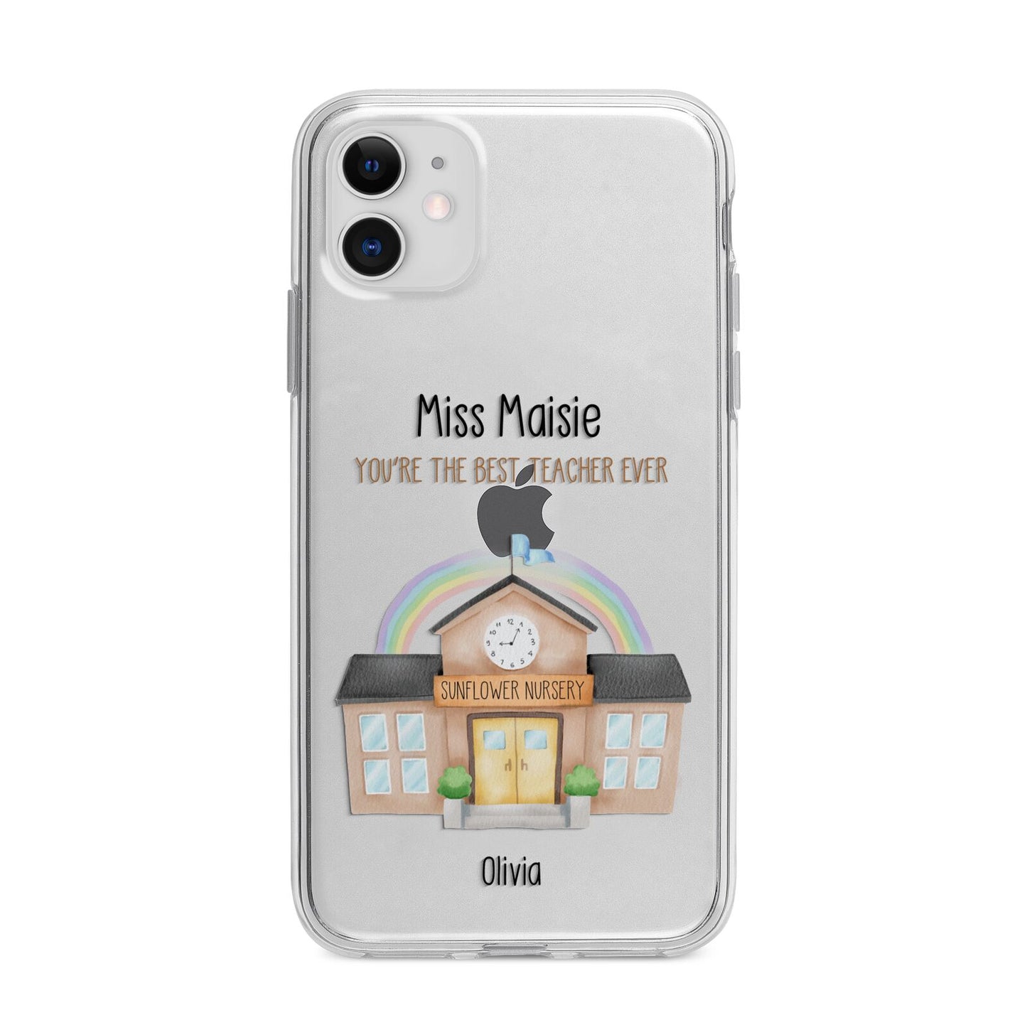 Personalised School Teacher Apple iPhone 11 in White with Bumper Case