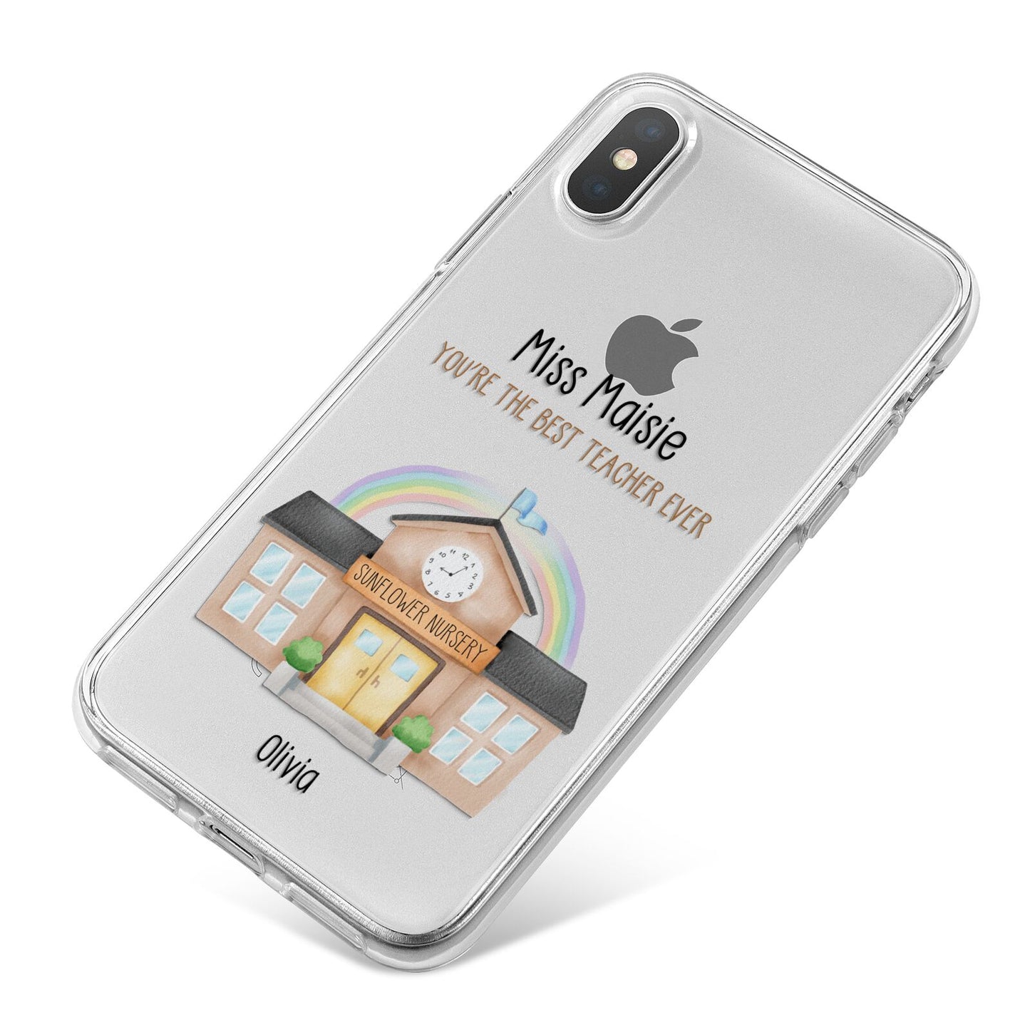 Personalised School Teacher iPhone X Bumper Case on Silver iPhone