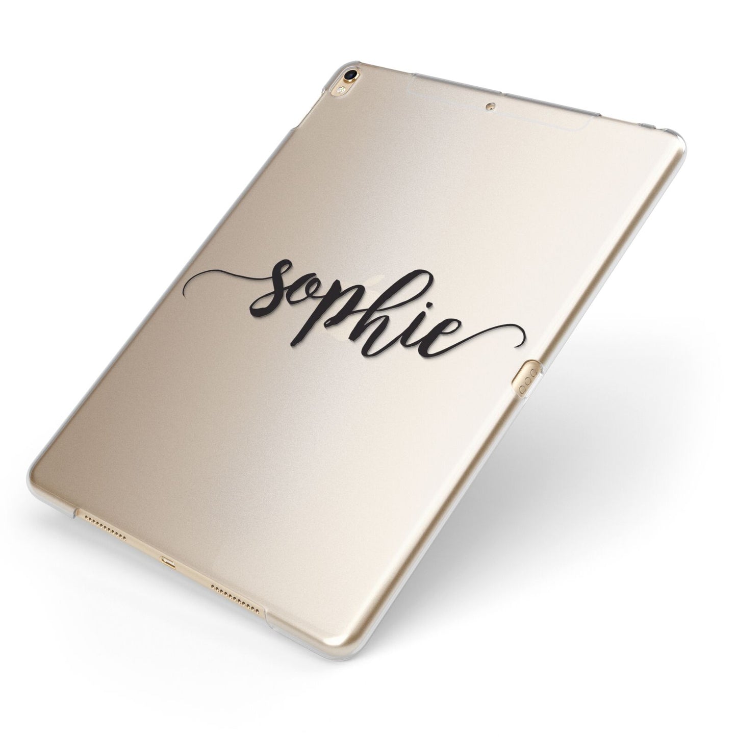 Personalised Scroll Name Handwritten Clear Custom Apple iPad Case on Gold iPad Side View