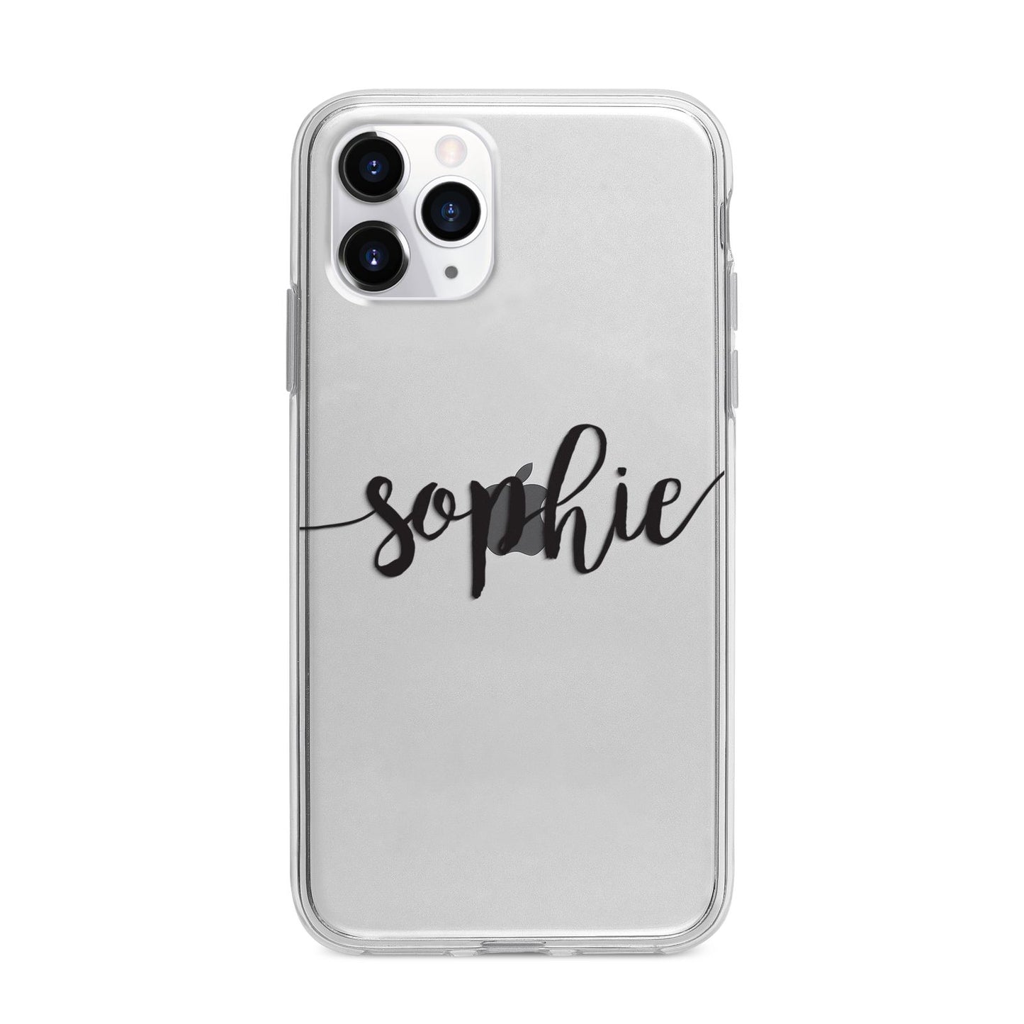 Personalised Scroll Name Handwritten Clear Custom Apple iPhone 11 Pro Max in Silver with Bumper Case