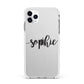 Personalised Scroll Name Handwritten Clear Custom Apple iPhone 11 Pro Max in Silver with White Impact Case