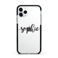 Personalised Scroll Name Handwritten Clear Custom Apple iPhone 11 Pro in Silver with Black Impact Case