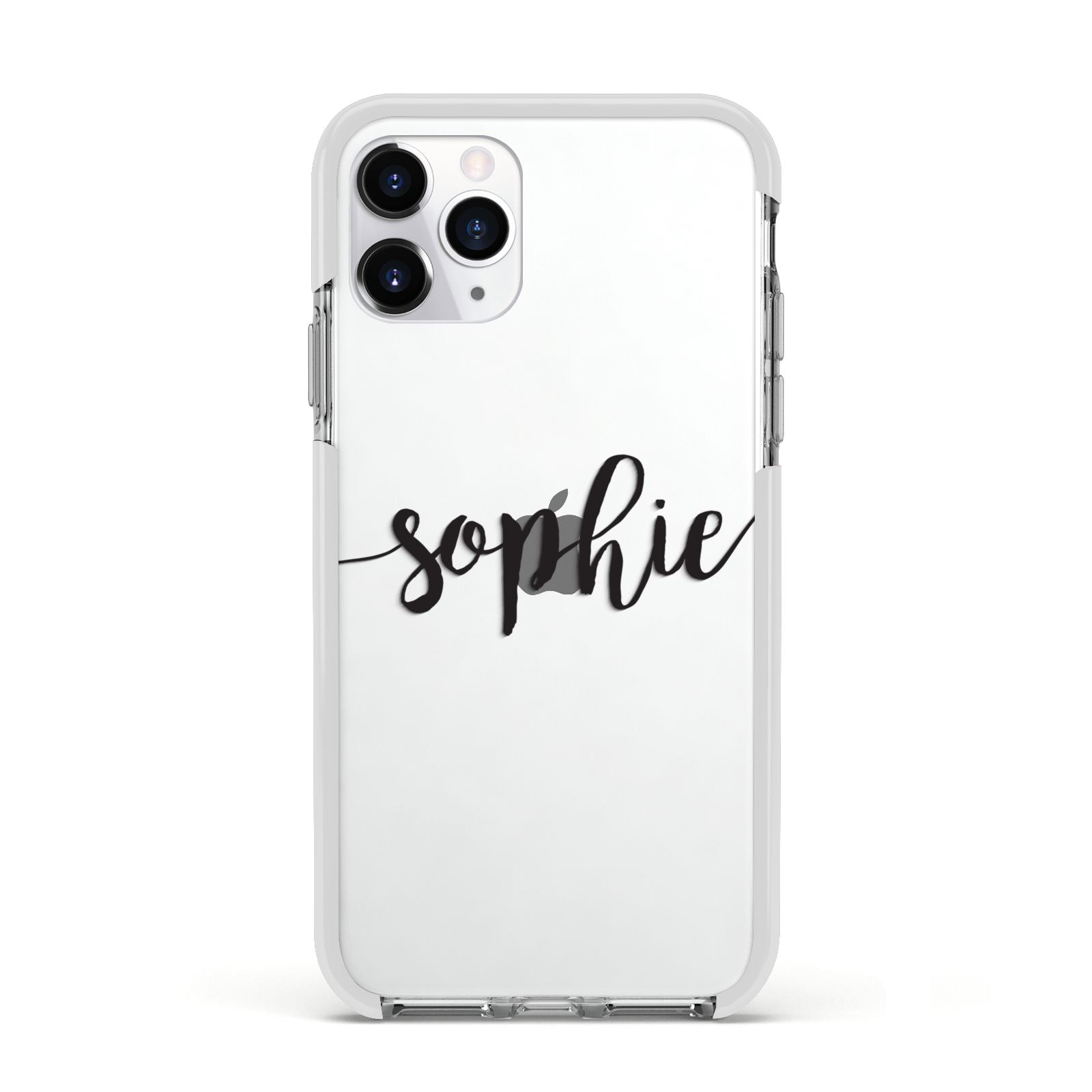 Personalised Scroll Name Handwritten Clear Custom Apple iPhone 11 Pro in Silver with White Impact Case