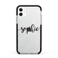 Personalised Scroll Name Handwritten Clear Custom Apple iPhone 11 in White with Black Impact Case