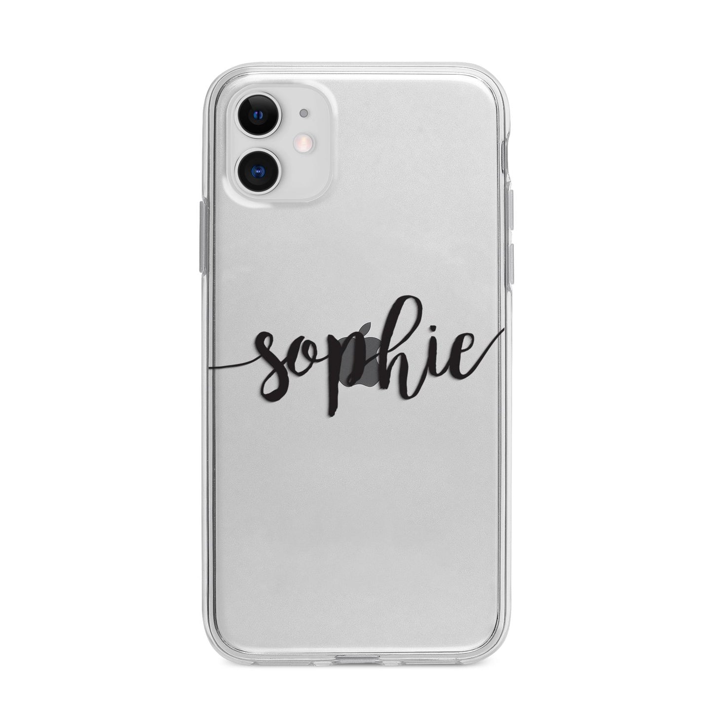 Personalised Scroll Name Handwritten Clear Custom Apple iPhone 11 in White with Bumper Case