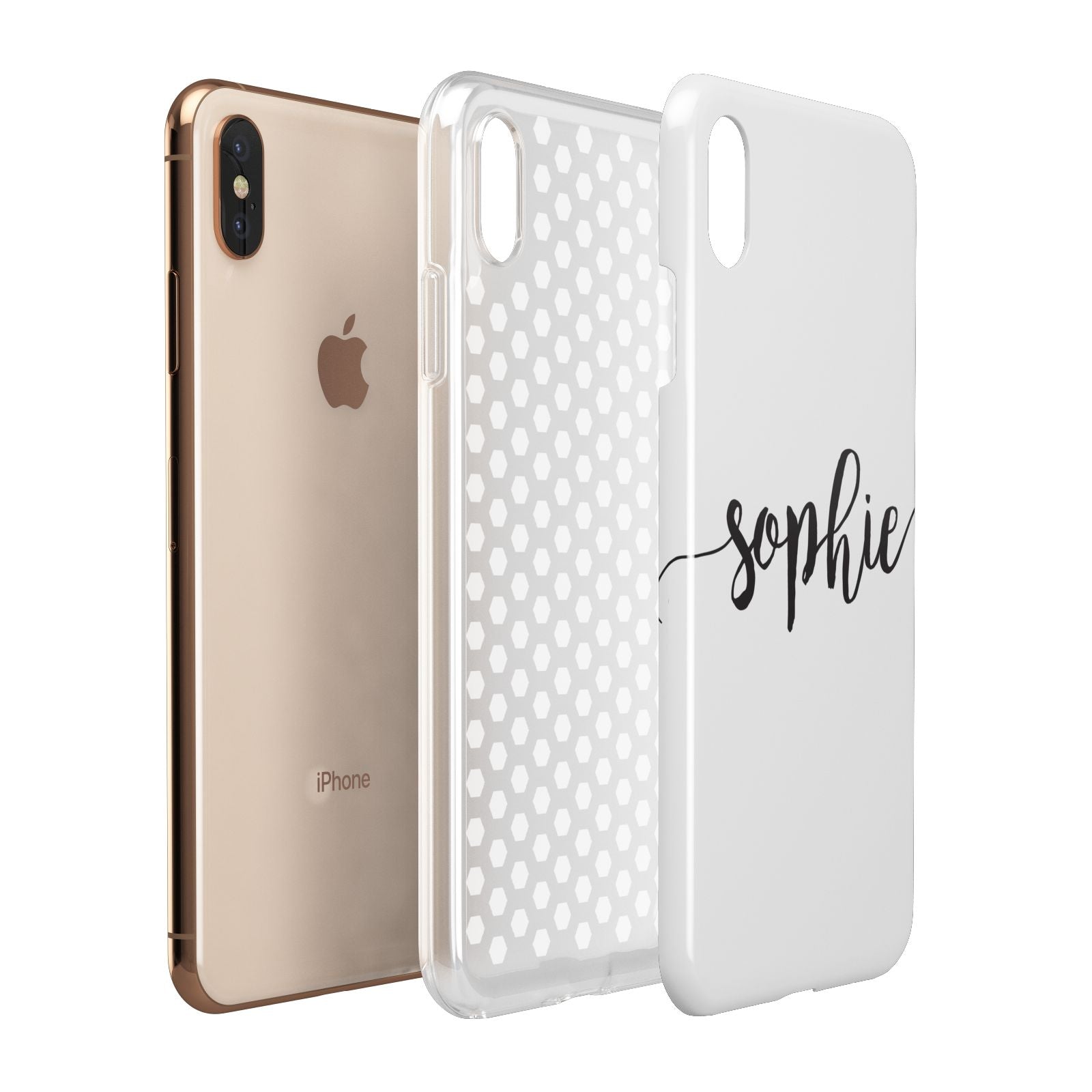 Personalised Scroll Name Handwritten Clear Custom Apple iPhone Xs Max 3D Tough Case Expanded View