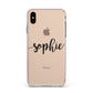 Personalised Scroll Name Handwritten Clear Custom Apple iPhone Xs Max Impact Case Pink Edge on Gold Phone