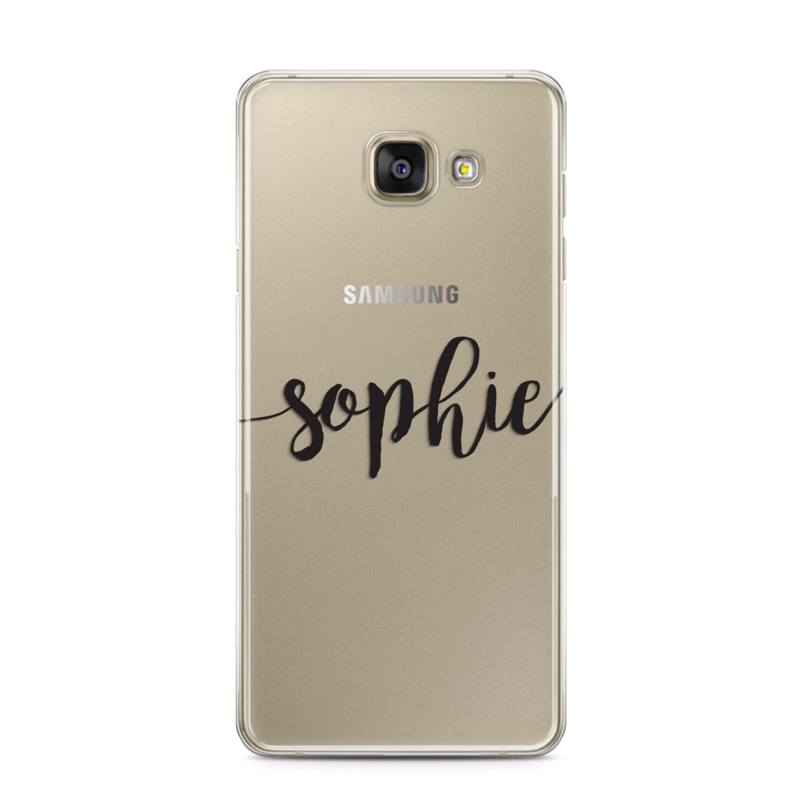 Personalised Scroll Name Handwritten Clear Custom Samsung Galaxy A3 2016 Case on gold phone