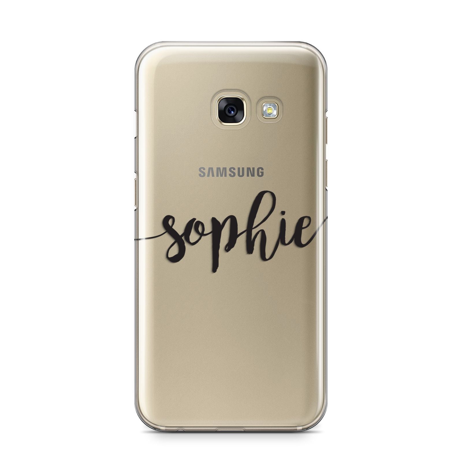Personalised Scroll Name Handwritten Clear Custom Samsung Galaxy A3 2017 Case on gold phone