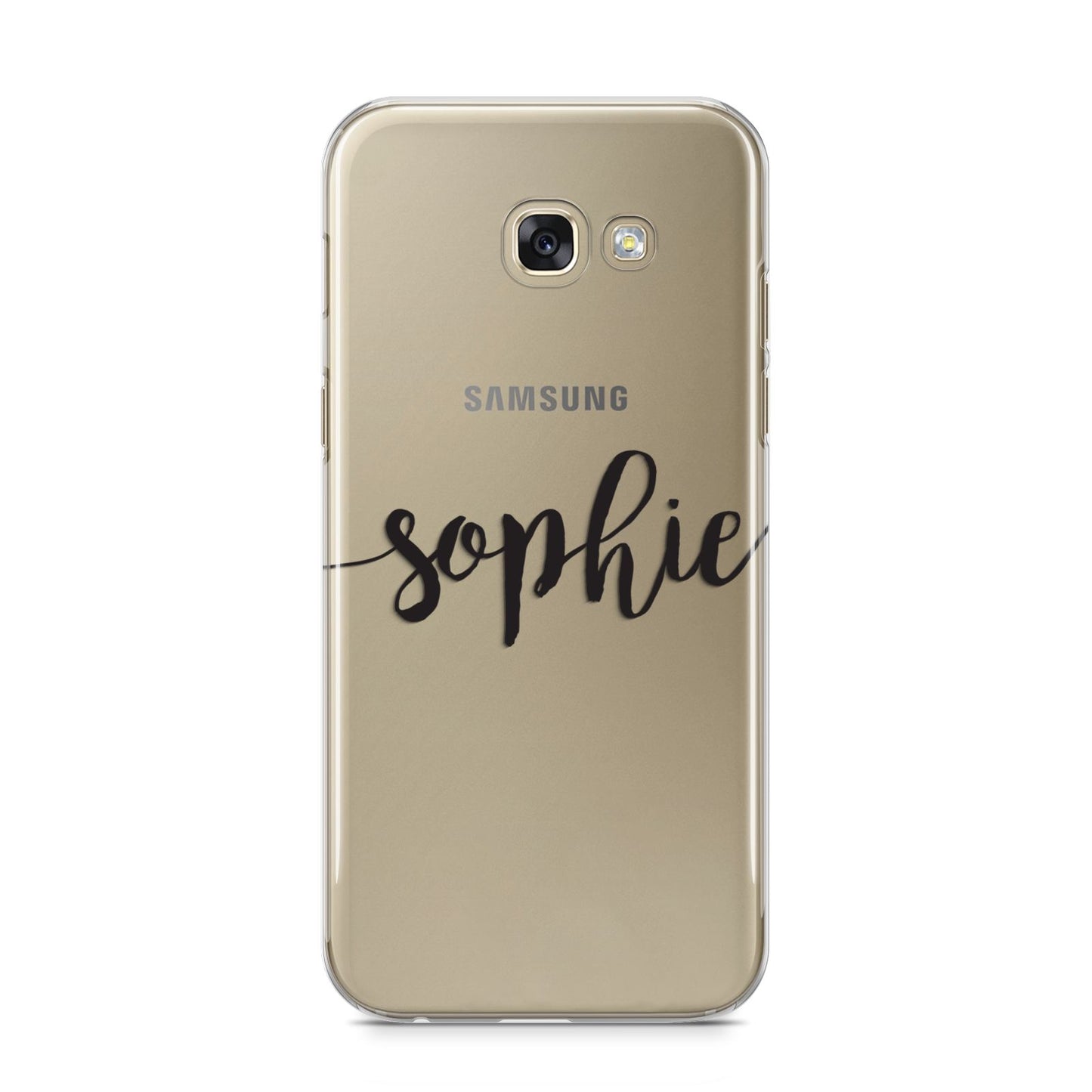Personalised Scroll Name Handwritten Clear Custom Samsung Galaxy A5 2017 Case on gold phone