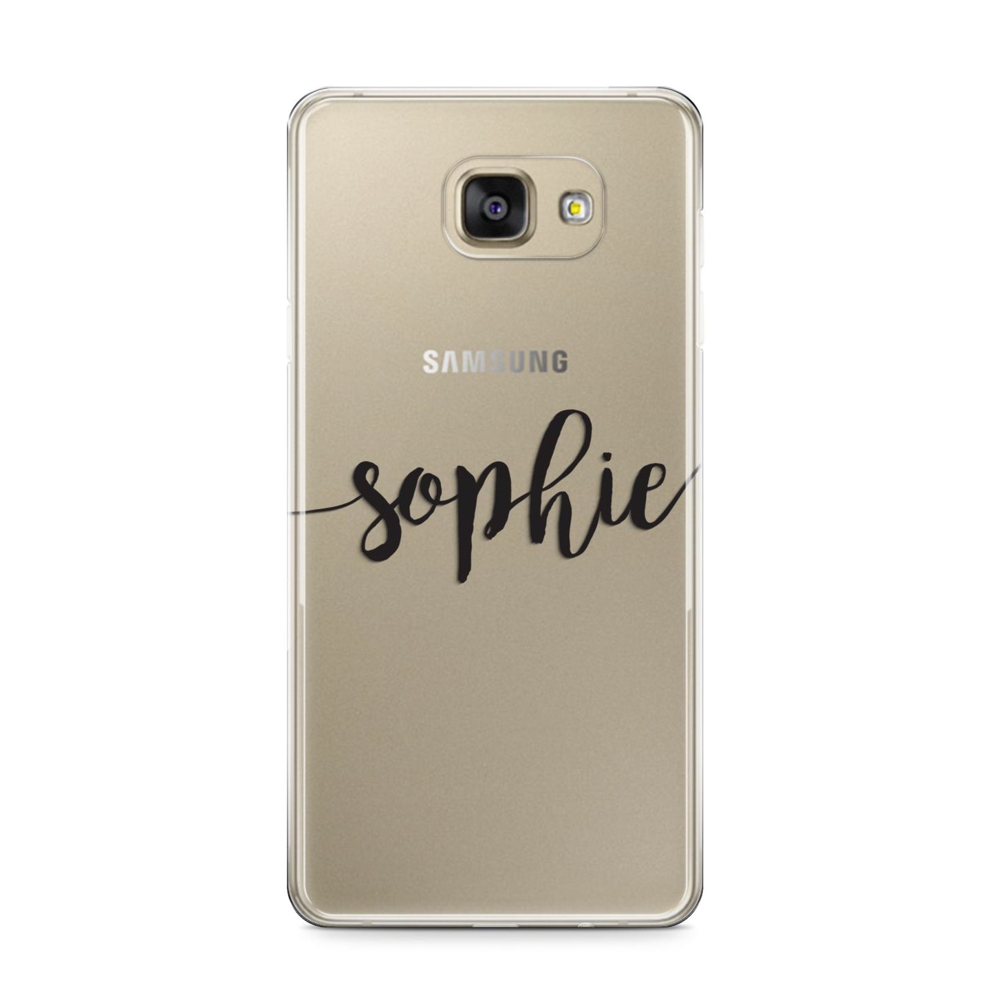 Personalised Scroll Name Handwritten Clear Custom Samsung Galaxy A9 2016 Case on gold phone