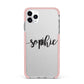 Personalised Scroll Name Handwritten Clear Custom iPhone 11 Pro Max Impact Pink Edge Case