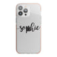 Personalised Scroll Name Handwritten Clear Custom iPhone 13 Pro Max TPU Impact Case with Pink Edges