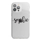 Personalised Scroll Name Handwritten Clear Custom iPhone 13 Pro Max TPU Impact Case with White Edges