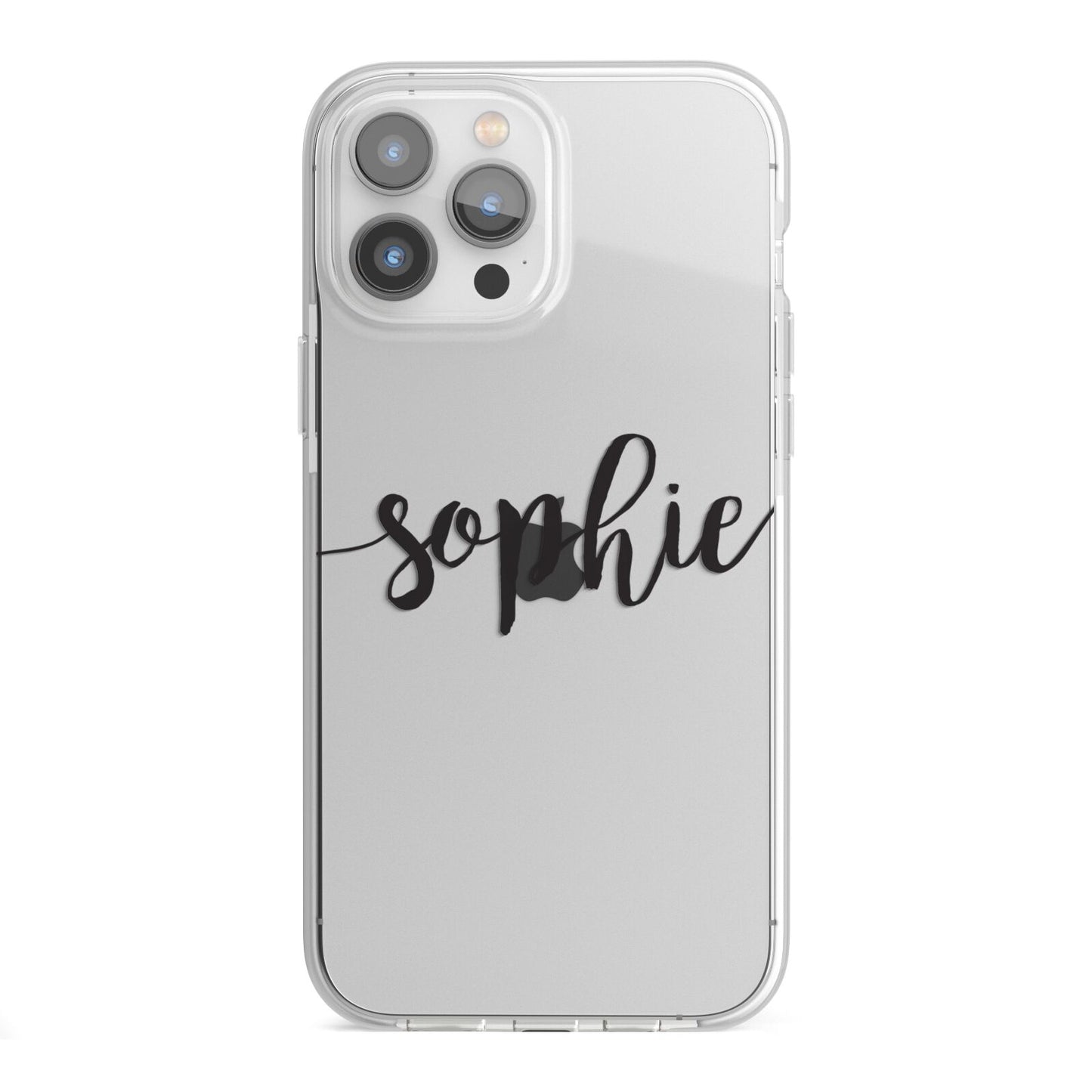 Personalised Scroll Name Handwritten Clear Custom iPhone 13 Pro Max TPU Impact Case with White Edges
