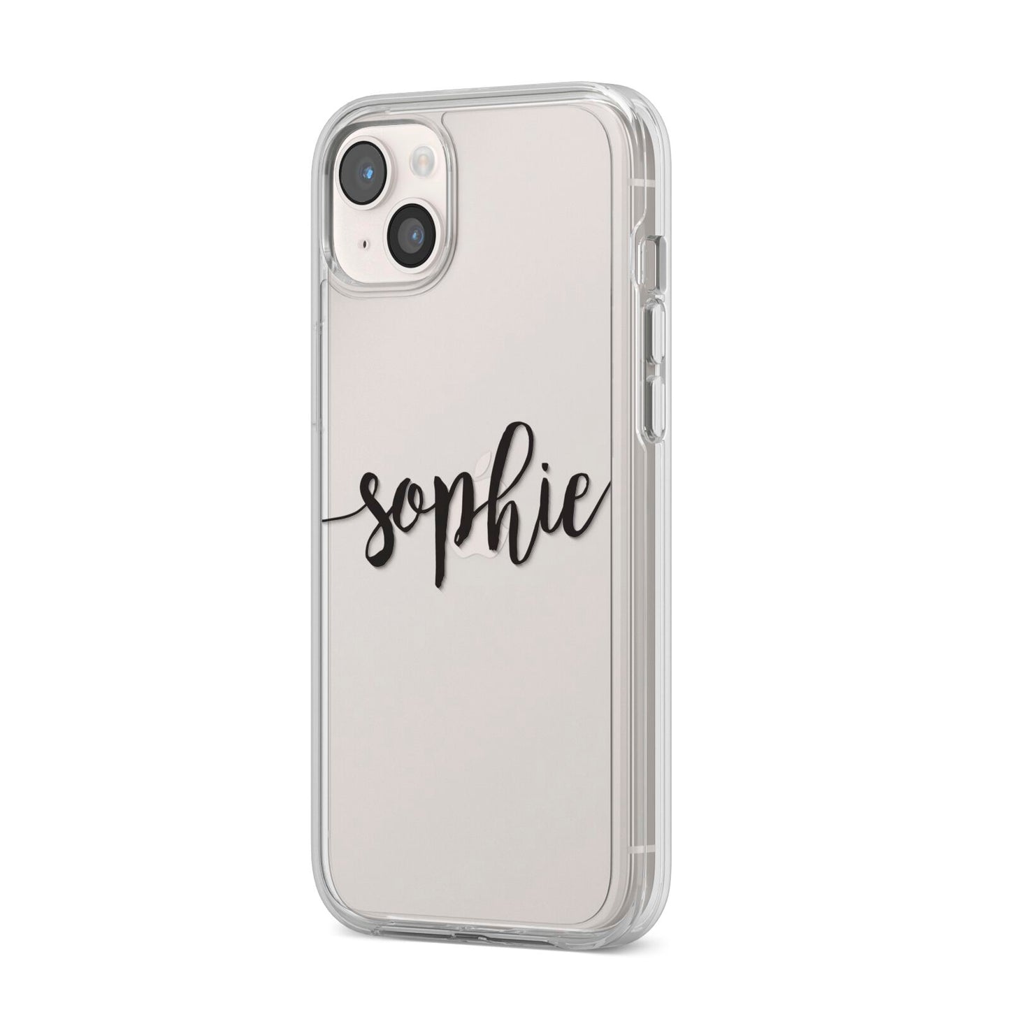 Personalised Scroll Name Handwritten Clear Custom iPhone 14 Plus Clear Tough Case Starlight Angled Image