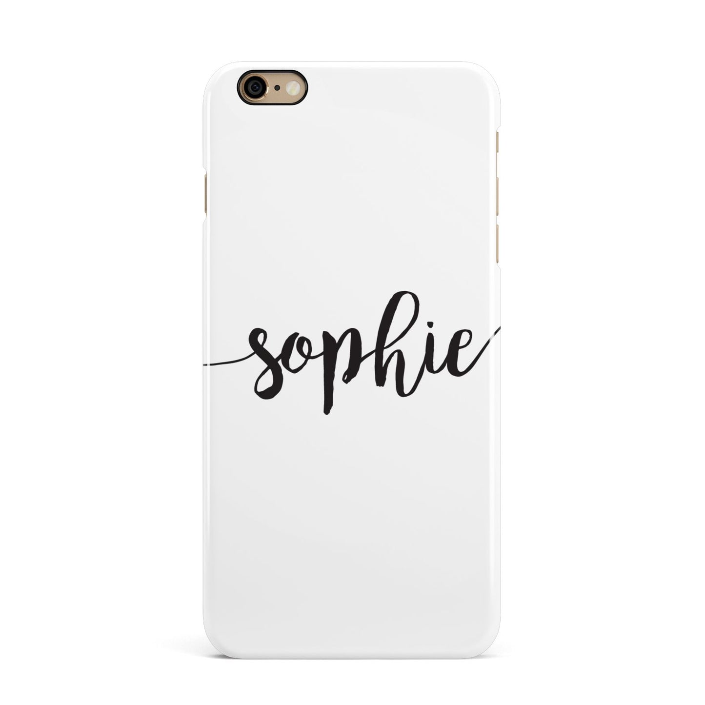 Personalised Scroll Name Handwritten Clear Custom iPhone 6 Plus 3D Snap Case on Gold Phone