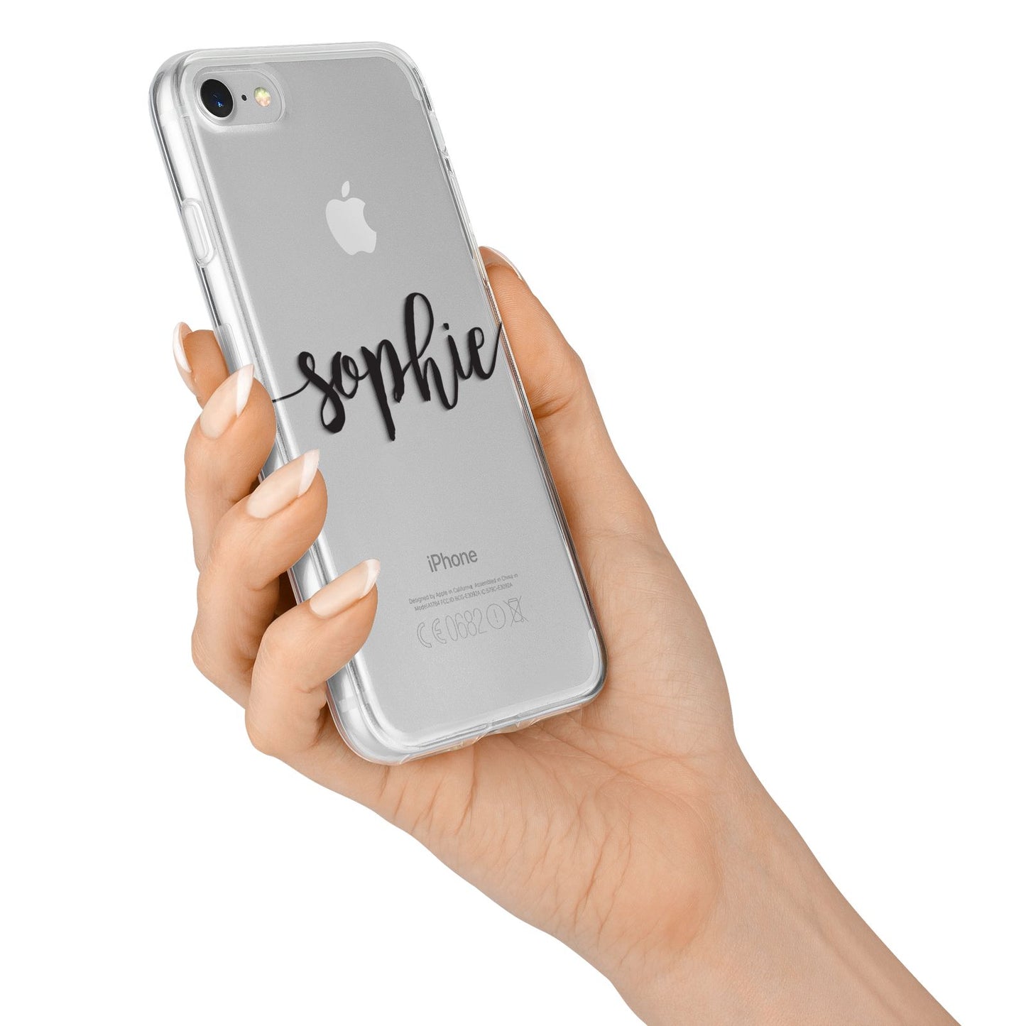 Personalised Scroll Name Handwritten Clear Custom iPhone 7 Bumper Case on Silver iPhone Alternative Image