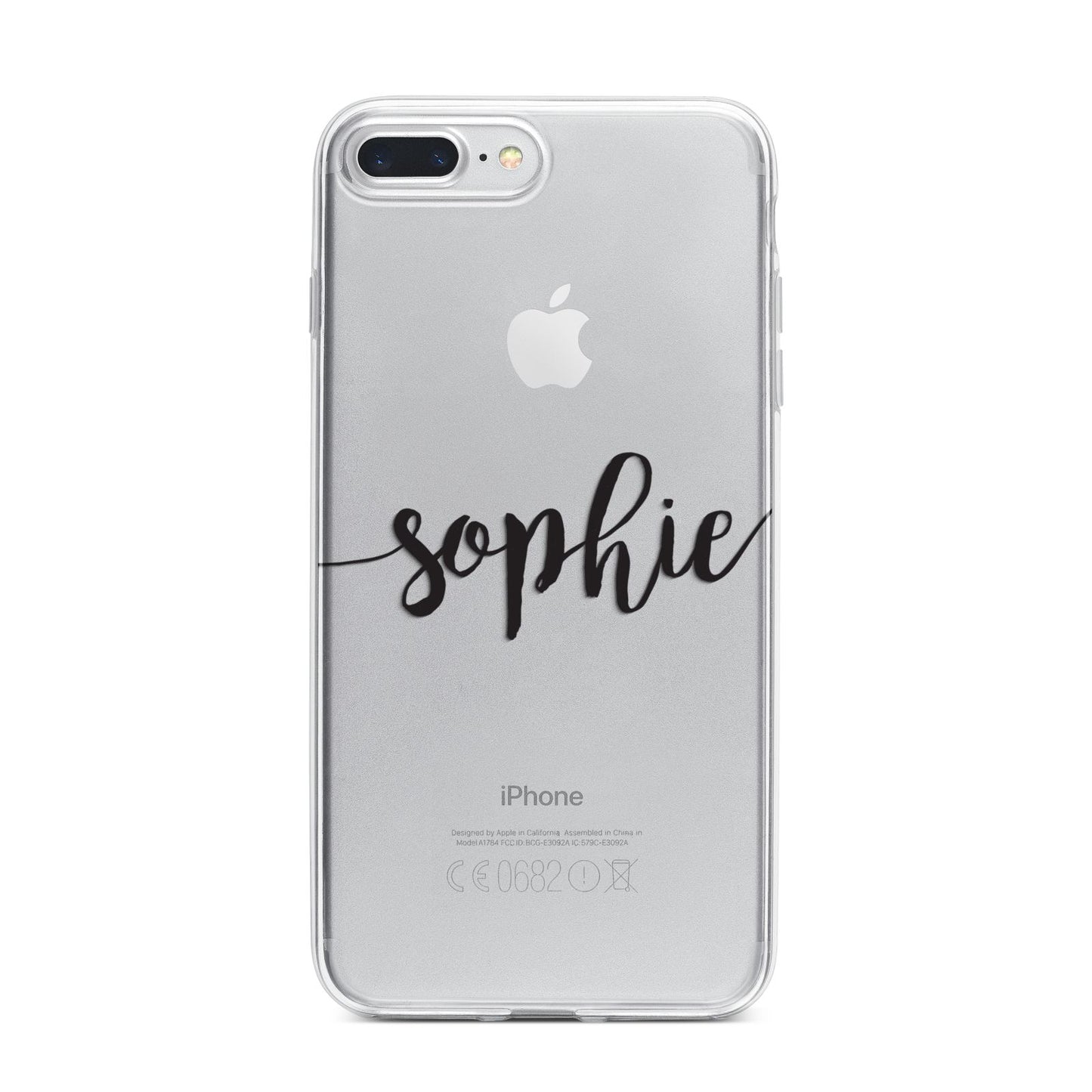 Personalised Scroll Name Handwritten Clear Custom iPhone 7 Plus Bumper Case on Silver iPhone