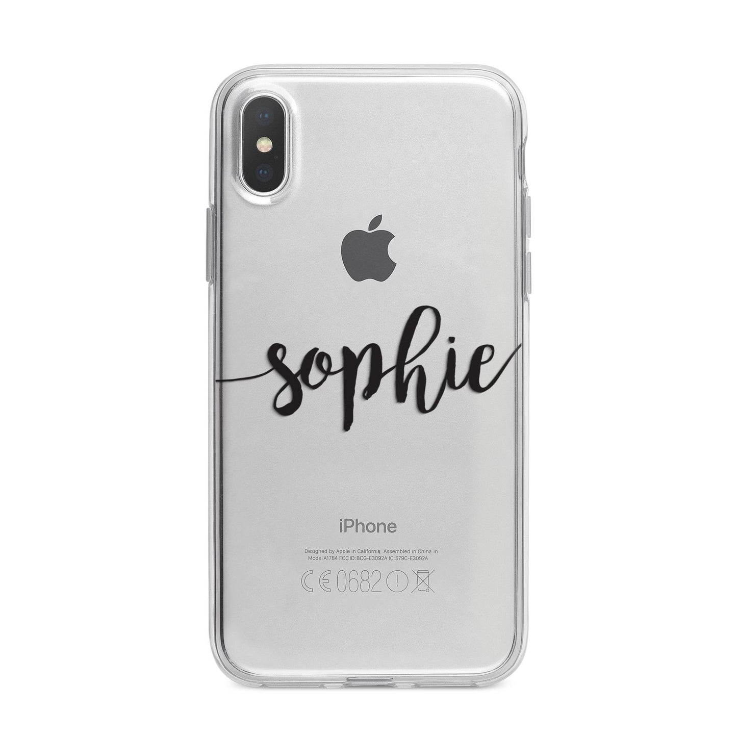 Personalised Scroll Name Handwritten Clear Custom iPhone X Bumper Case on Silver iPhone Alternative Image 1