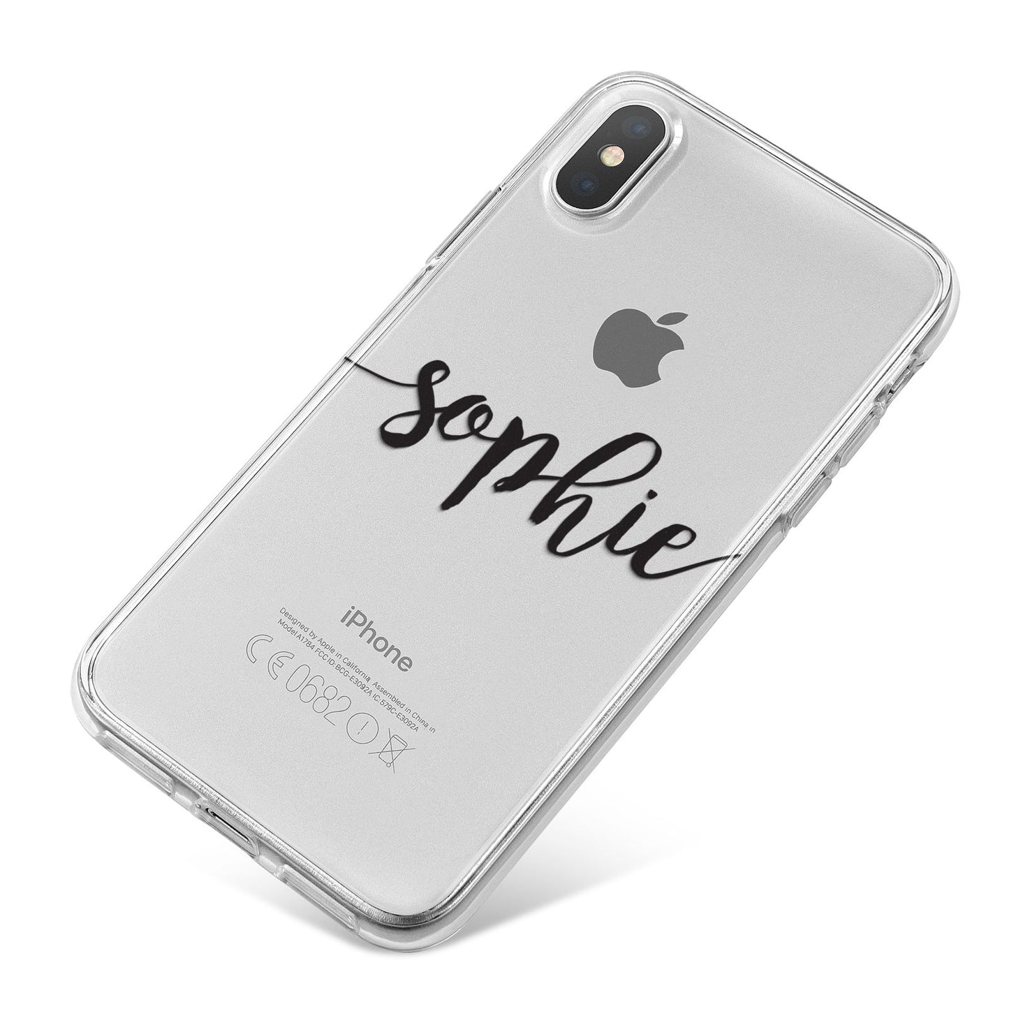 Personalised Scroll Name Handwritten Clear Custom iPhone X Bumper Case on Silver iPhone