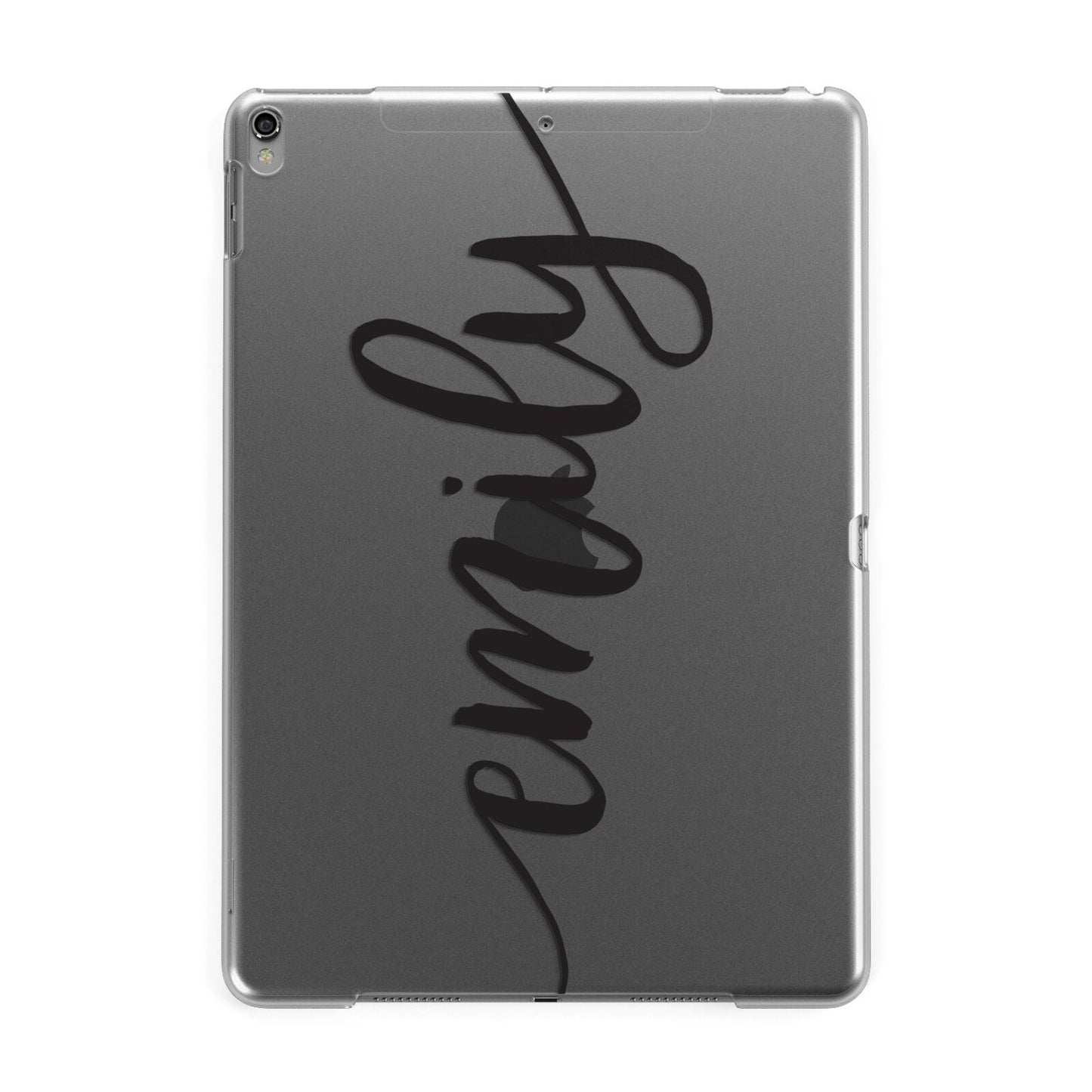 Personalised Scroll Side Handwritten Name Clear Apple iPad Grey Case