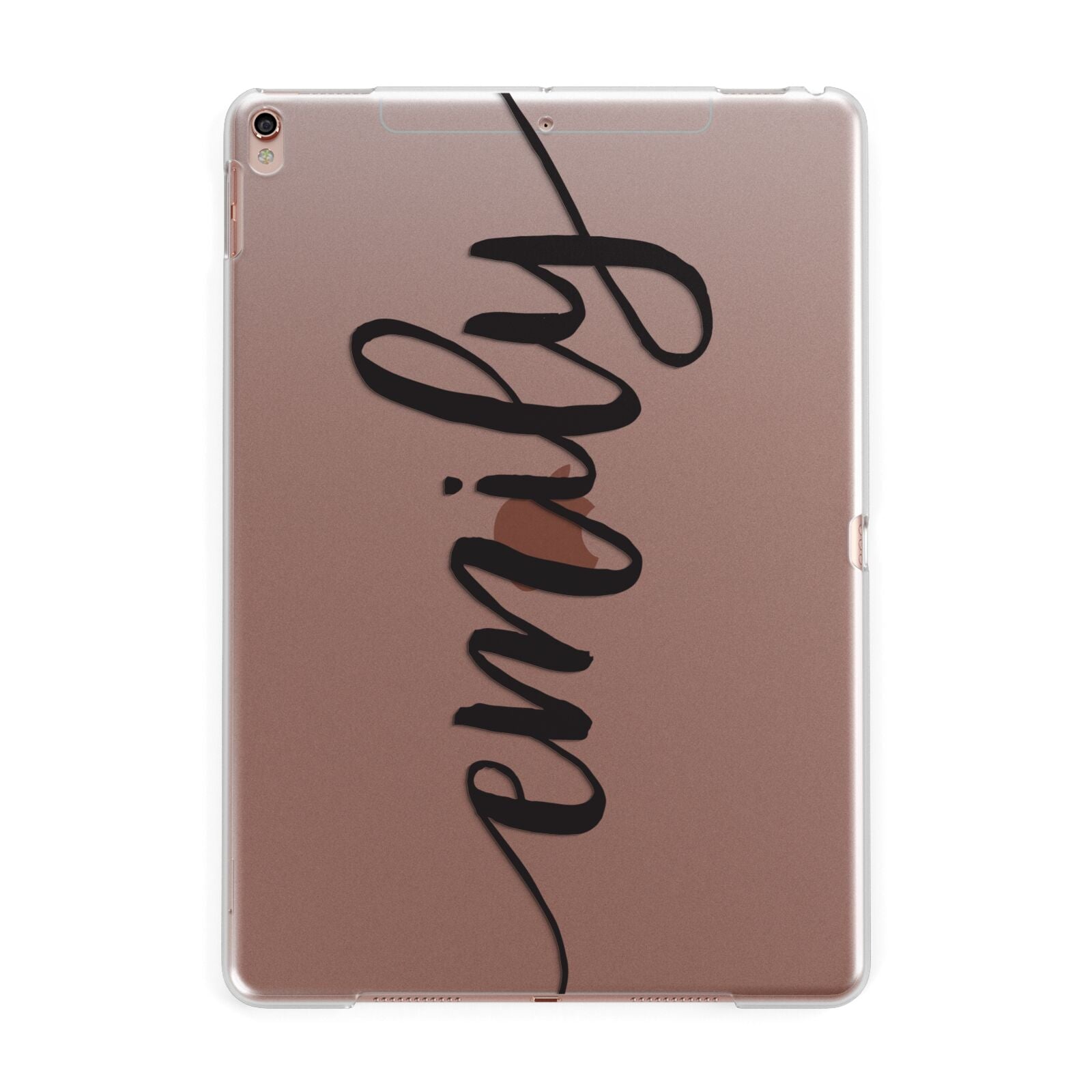 Personalised Scroll Side Handwritten Name Clear Apple iPad Rose Gold Case