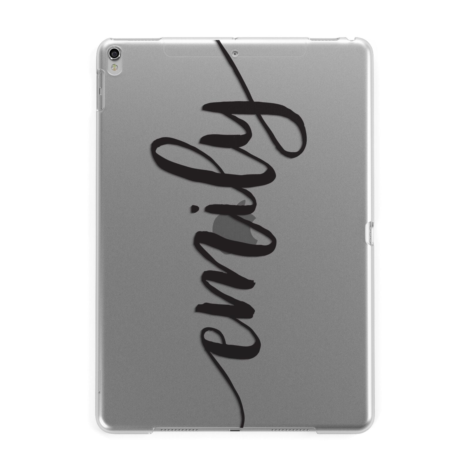 Personalised Scroll Side Handwritten Name Clear Apple iPad Silver Case