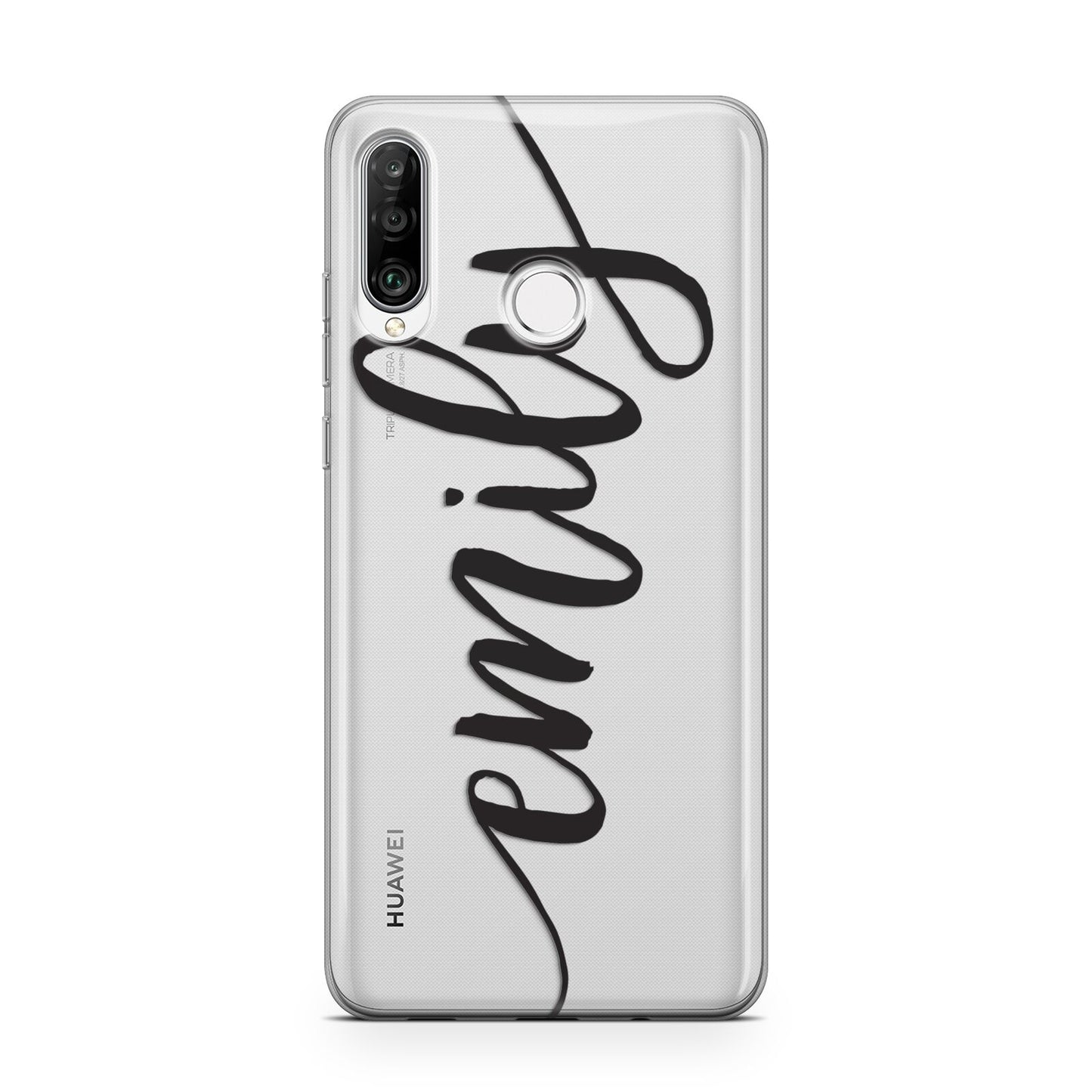 Personalised Scroll Side Handwritten Name Clear Huawei P30 Lite Phone Case
