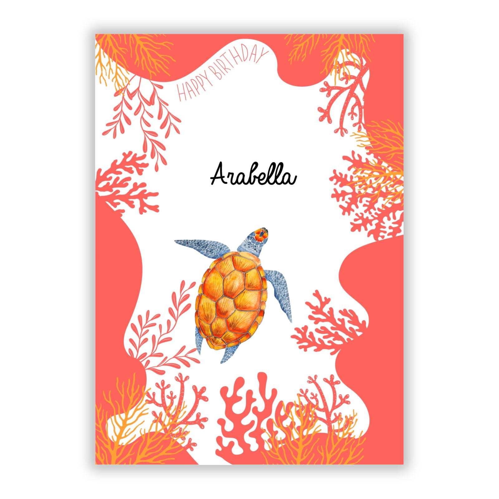 Personalised Sea Life A5 Flat Greetings Card