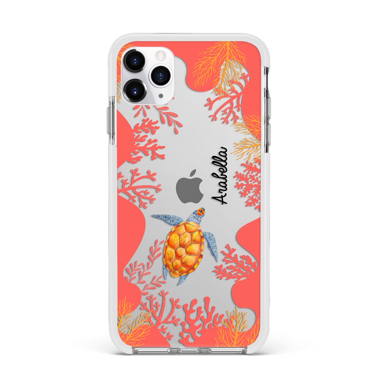 Personalised Sea Life Apple iPhone 11 Pro Max in Silver with White Impact Case