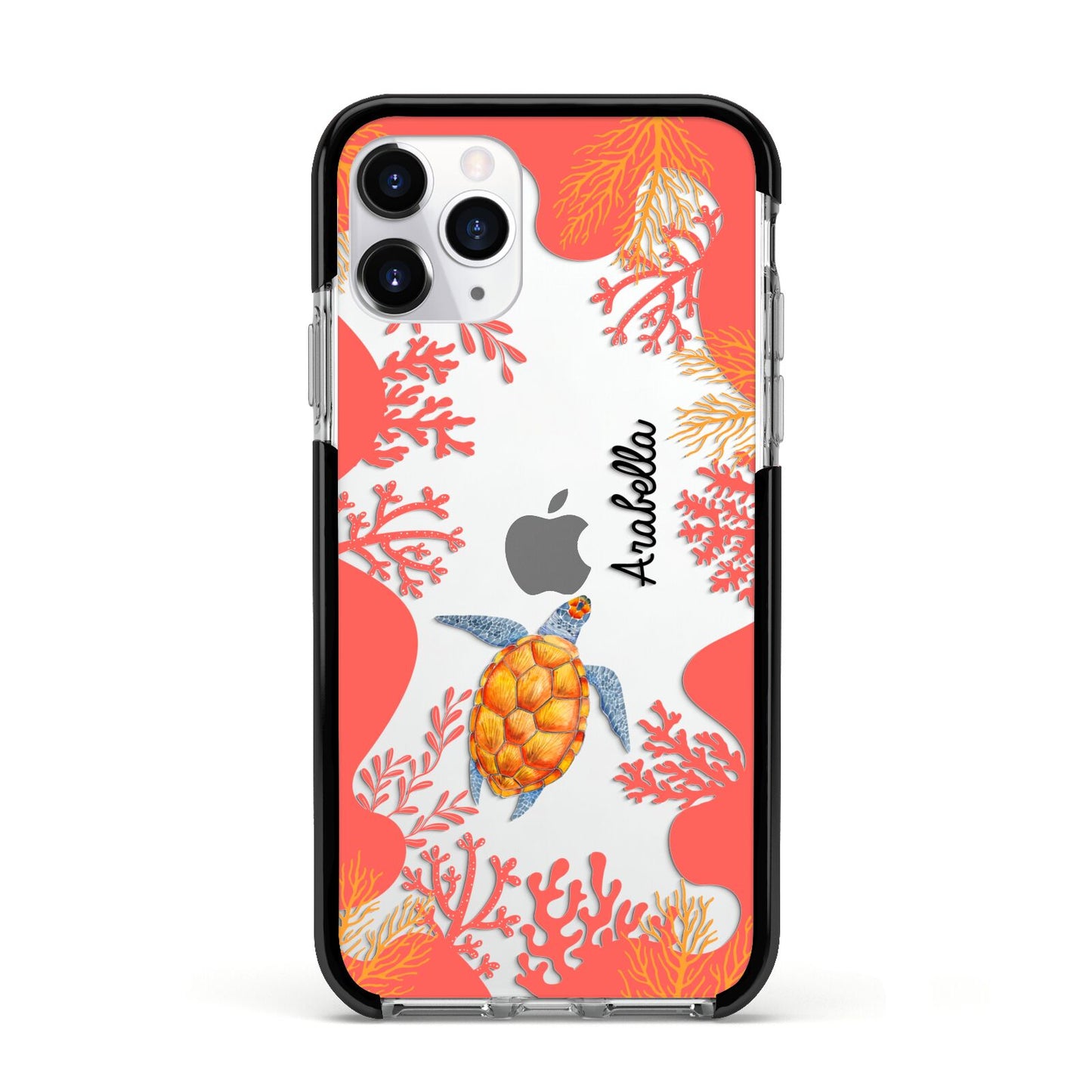 Personalised Sea Life Apple iPhone 11 Pro in Silver with Black Impact Case
