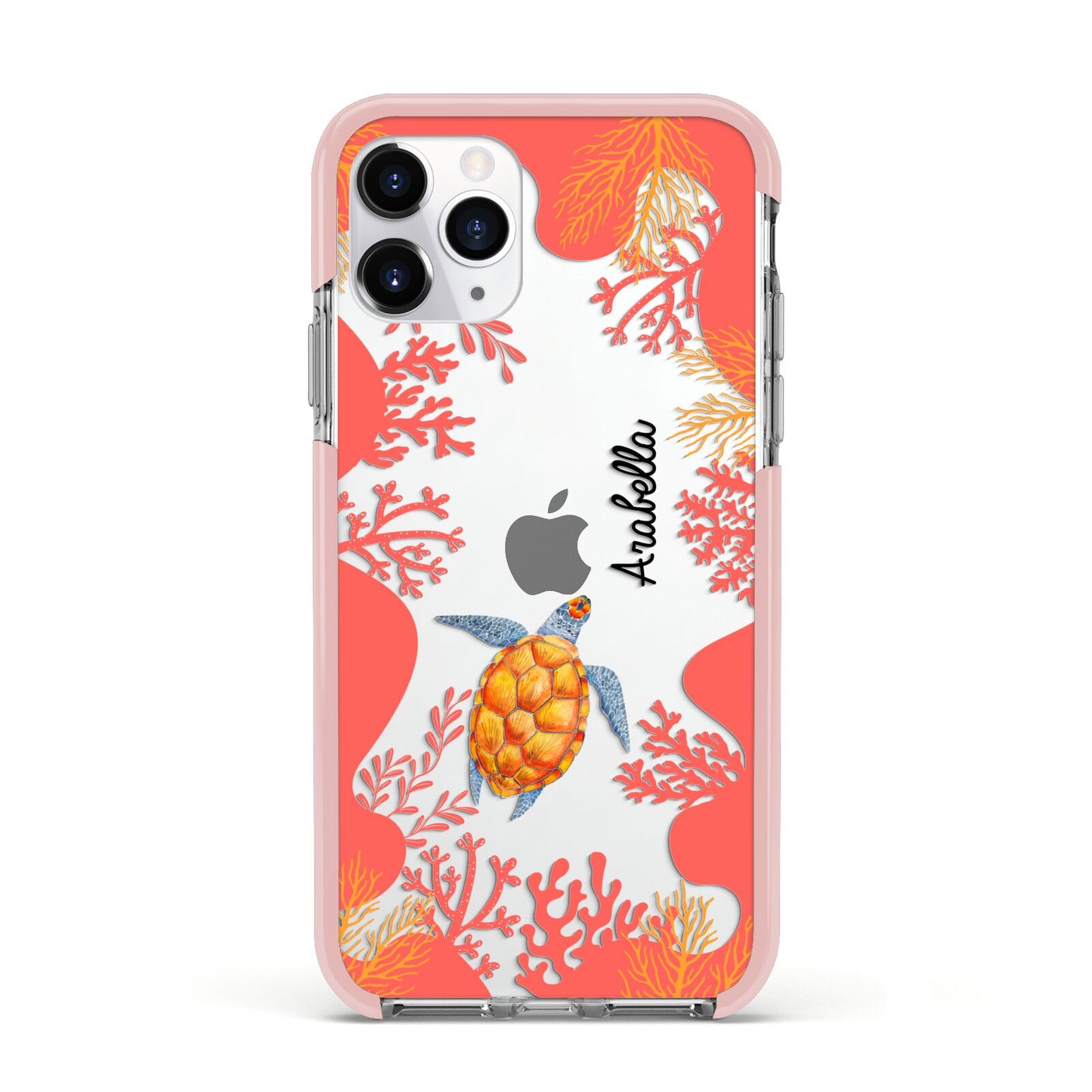 Personalised Sea Life Apple iPhone 11 Pro in Silver with Pink Impact Case