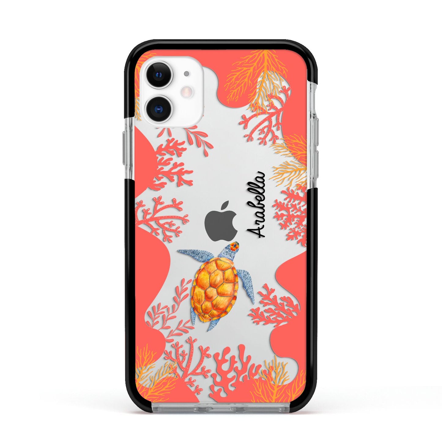 Personalised Sea Life Apple iPhone 11 in White with Black Impact Case