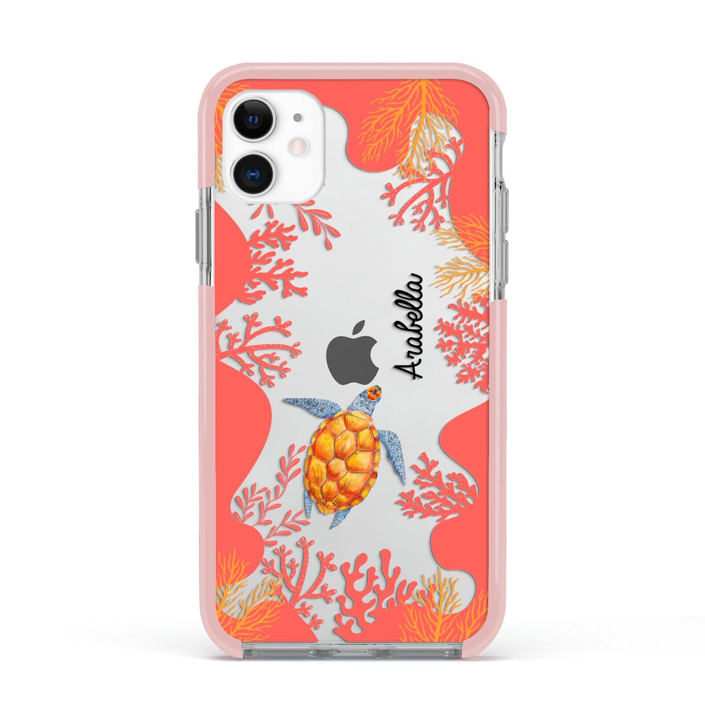 Personalised Sea Life Apple iPhone 11 in White with Pink Impact Case