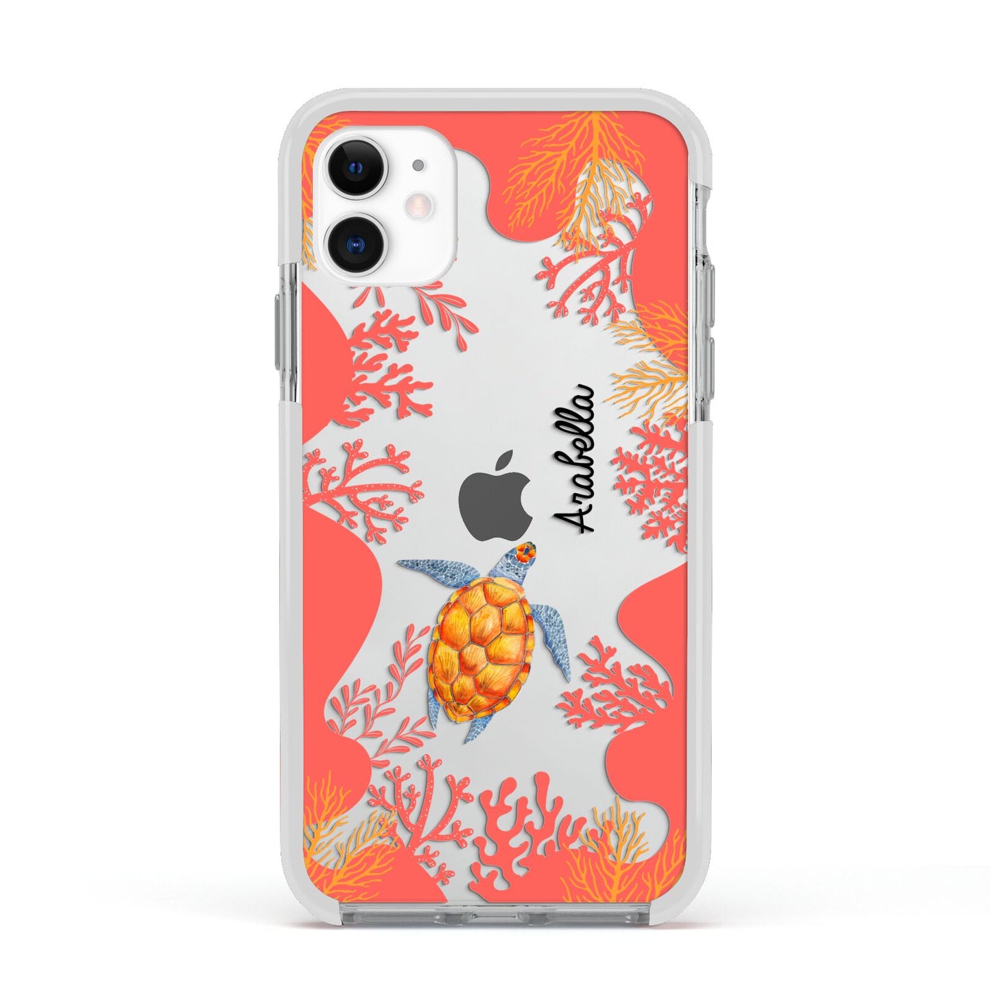 Personalised Sea Life Apple iPhone 11 in White with White Impact Case