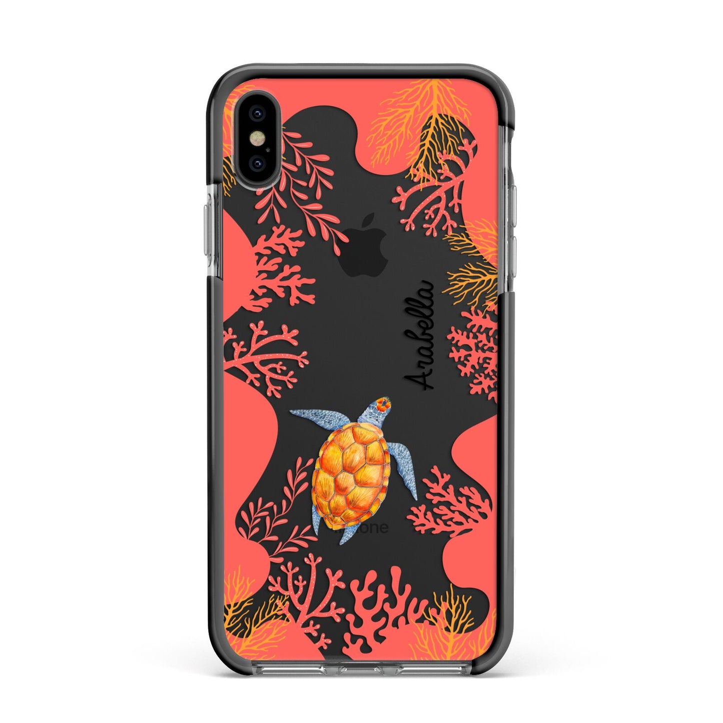 Personalised Sea Life Apple iPhone Xs Max Impact Case Black Edge on Black Phone