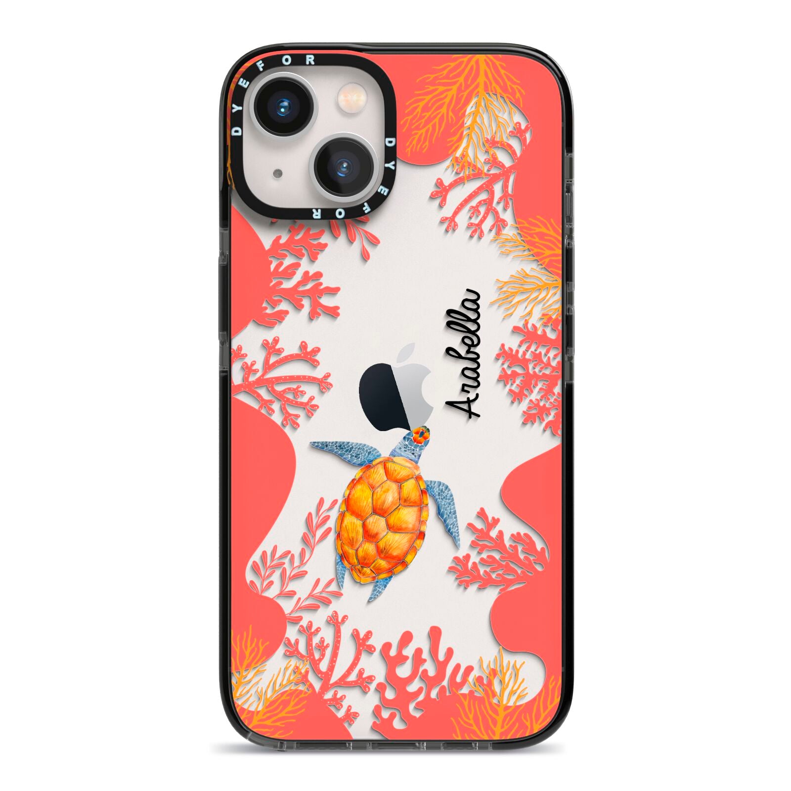 Personalised Sea Life iPhone 13 Black Impact Case on Silver phone