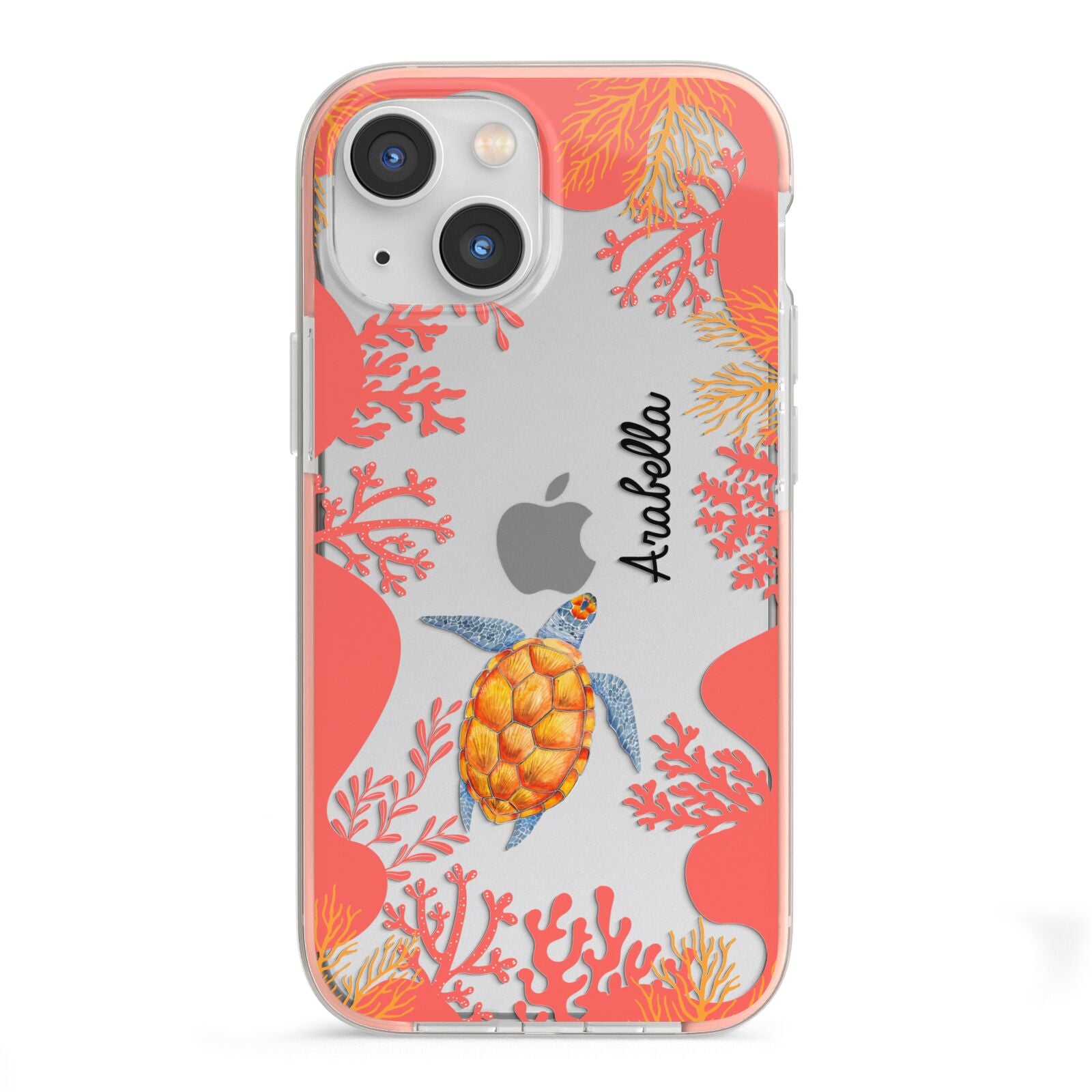 Personalised Sea Life iPhone 13 Mini TPU Impact Case with Pink Edges