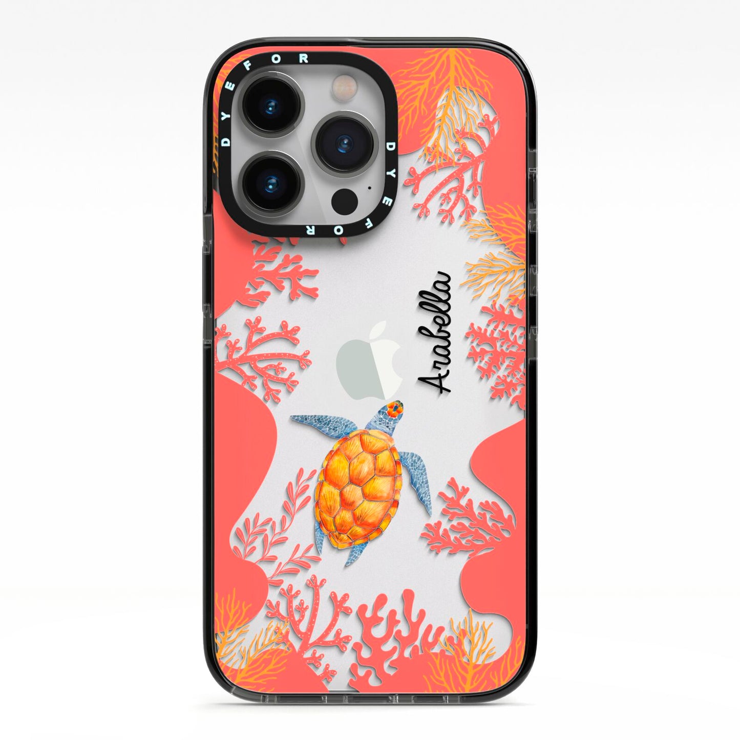 Personalised Sea Life iPhone 13 Pro Black Impact Case on Silver phone