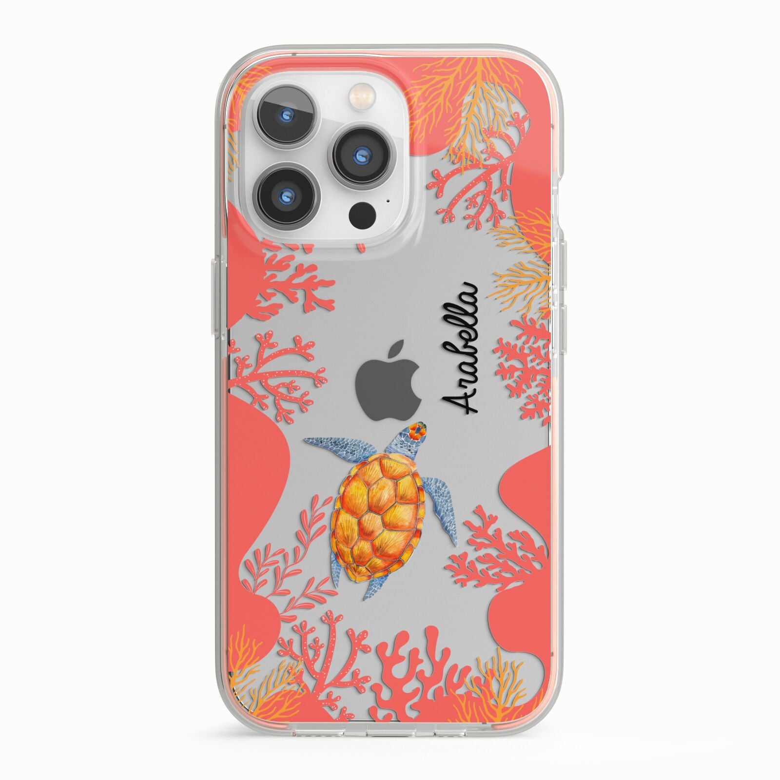 Personalised Sea Life iPhone 13 Pro TPU Impact Case with Pink Edges