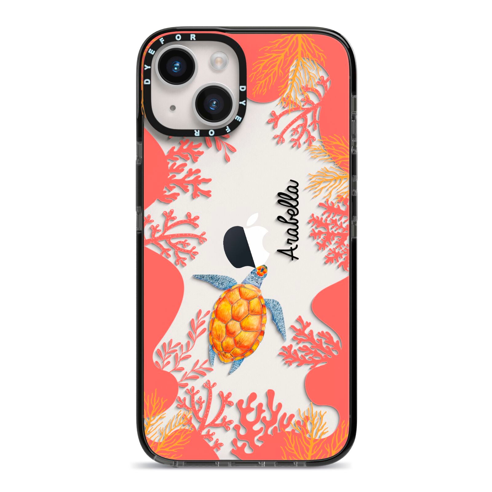 Personalised Sea Life iPhone 14 Black Impact Case on Silver phone