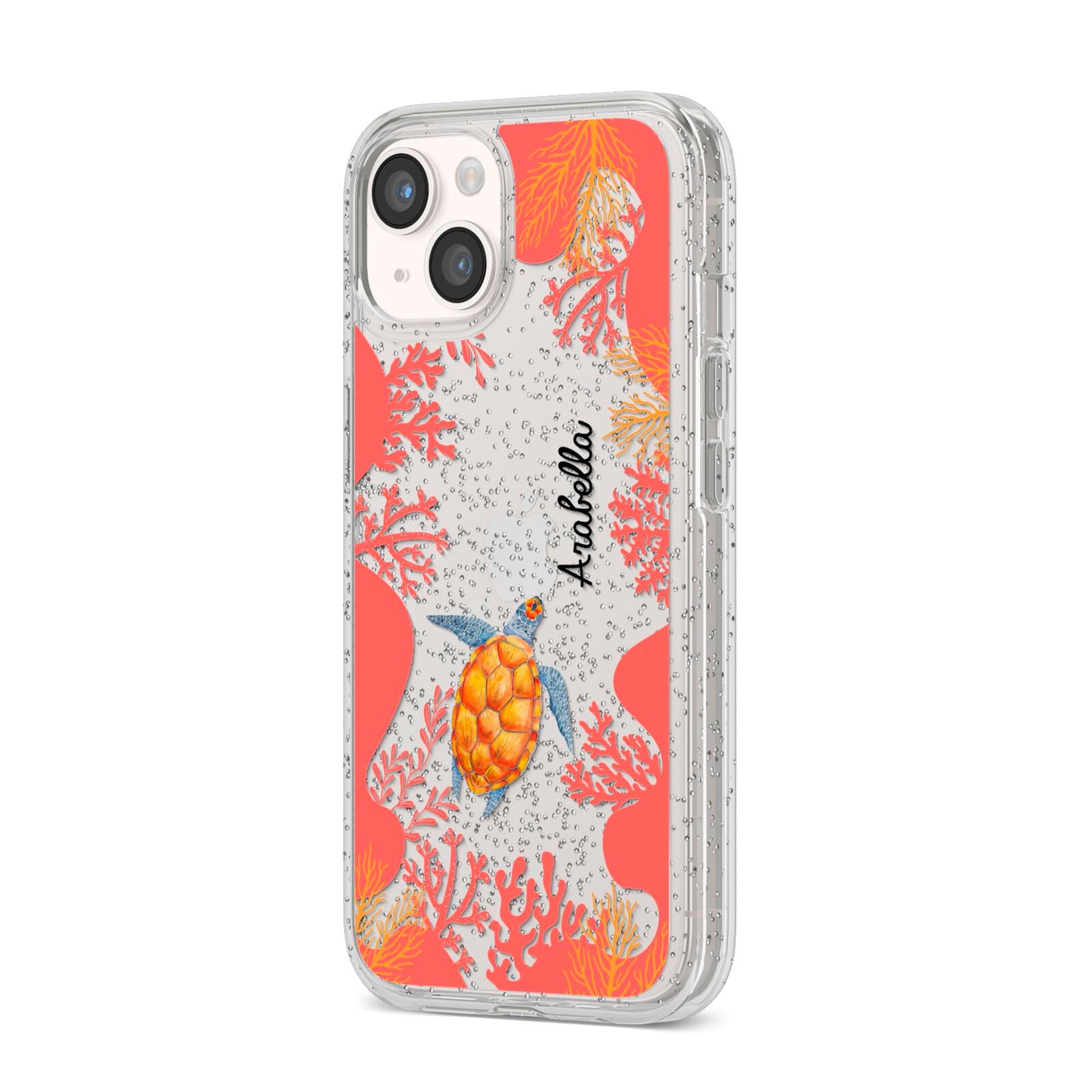 Personalised Sea Life iPhone 14 Glitter Tough Case Starlight Angled Image