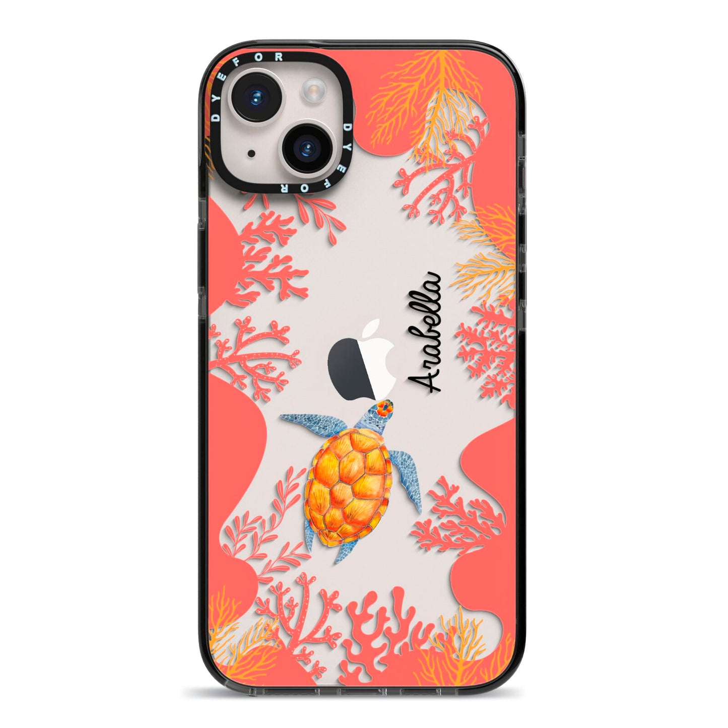 Personalised Sea Life iPhone 14 Plus Black Impact Case on Silver phone