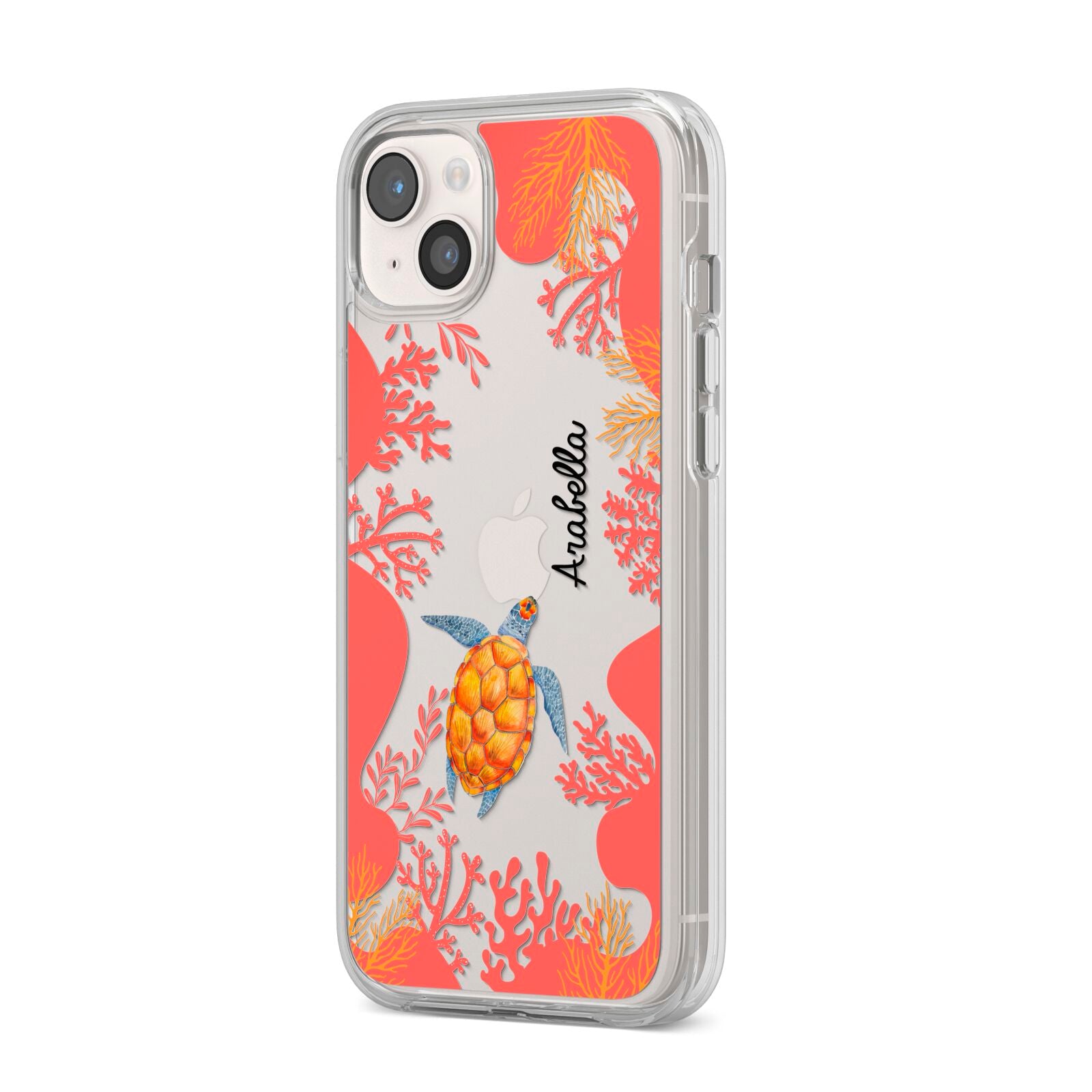 Personalised Sea Life iPhone 14 Plus Clear Tough Case Starlight Angled Image