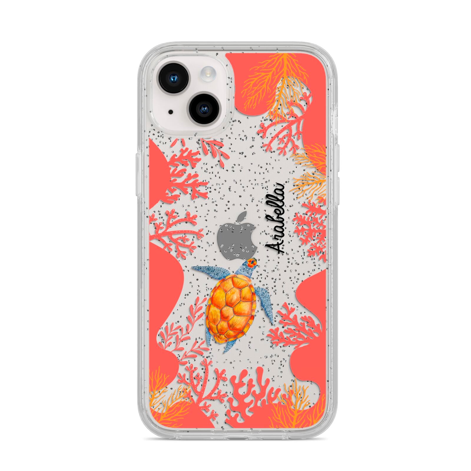 Personalised Sea Life iPhone 14 Plus Glitter Tough Case Starlight
